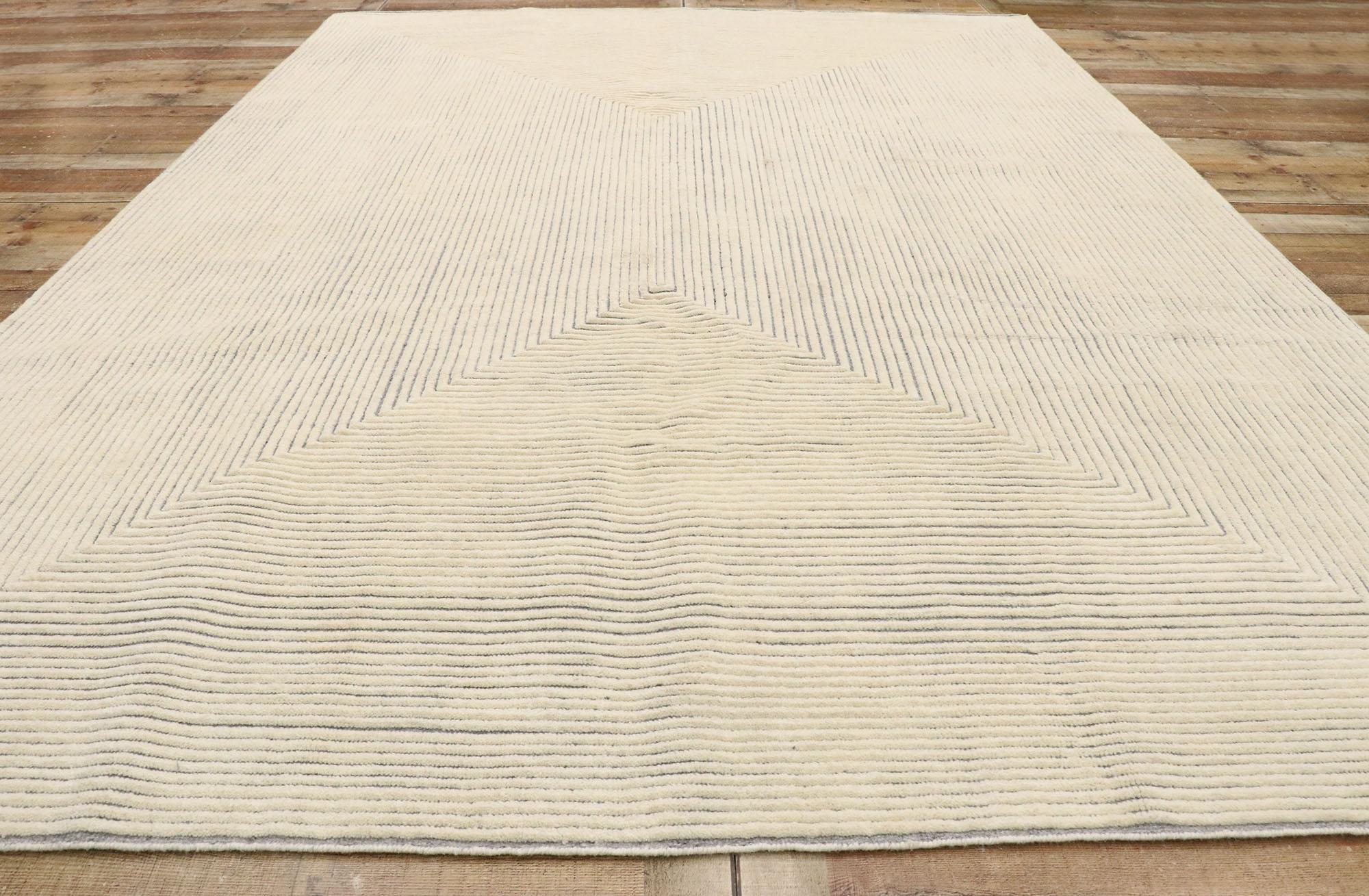 New Contemporary Moroccan Style Souf Rug with Raised Minimalist Design For Sale 1