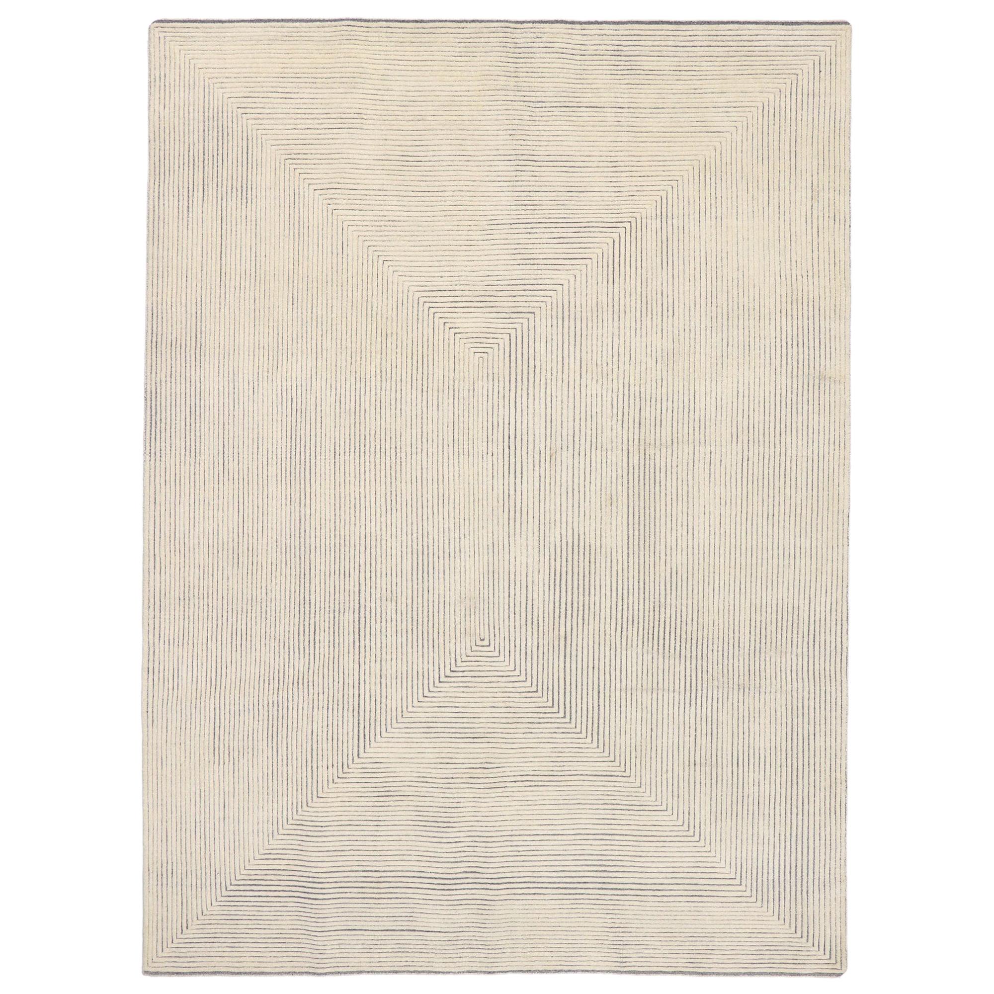 New Contemporary Moroccan Style Souf Rug with Raised Minimalist Design