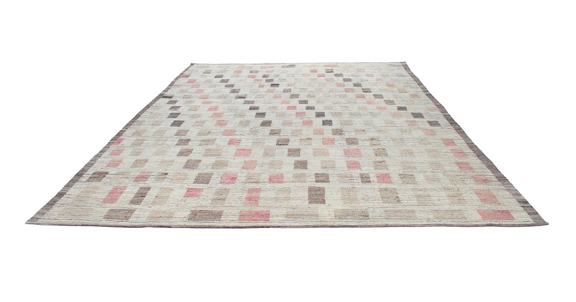 Hand-Knotted Contemporary Moroccan Style Tribal Geometric Rug  For Sale
