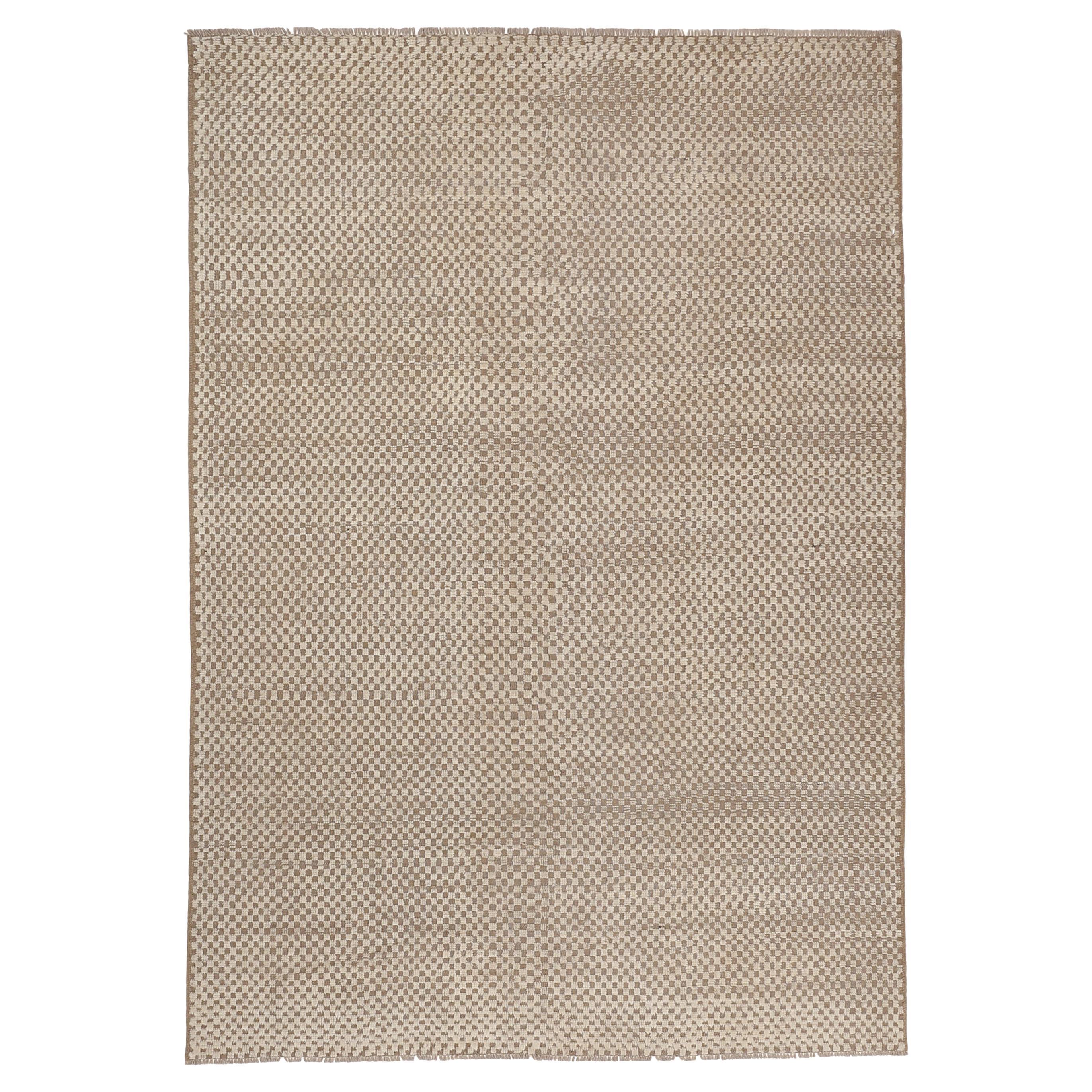 Contemporary Moroccan Style White and Taupe Tuareg Rug by Alberto Levi Gallery