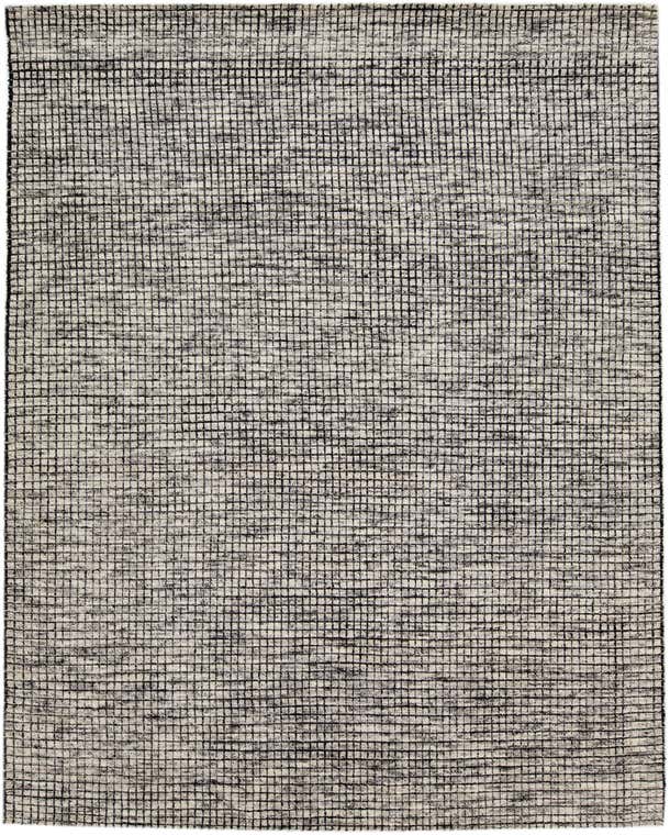 Contemporary Moroccan Style Wool Rug In Beige/Black Seamless Geometric ...