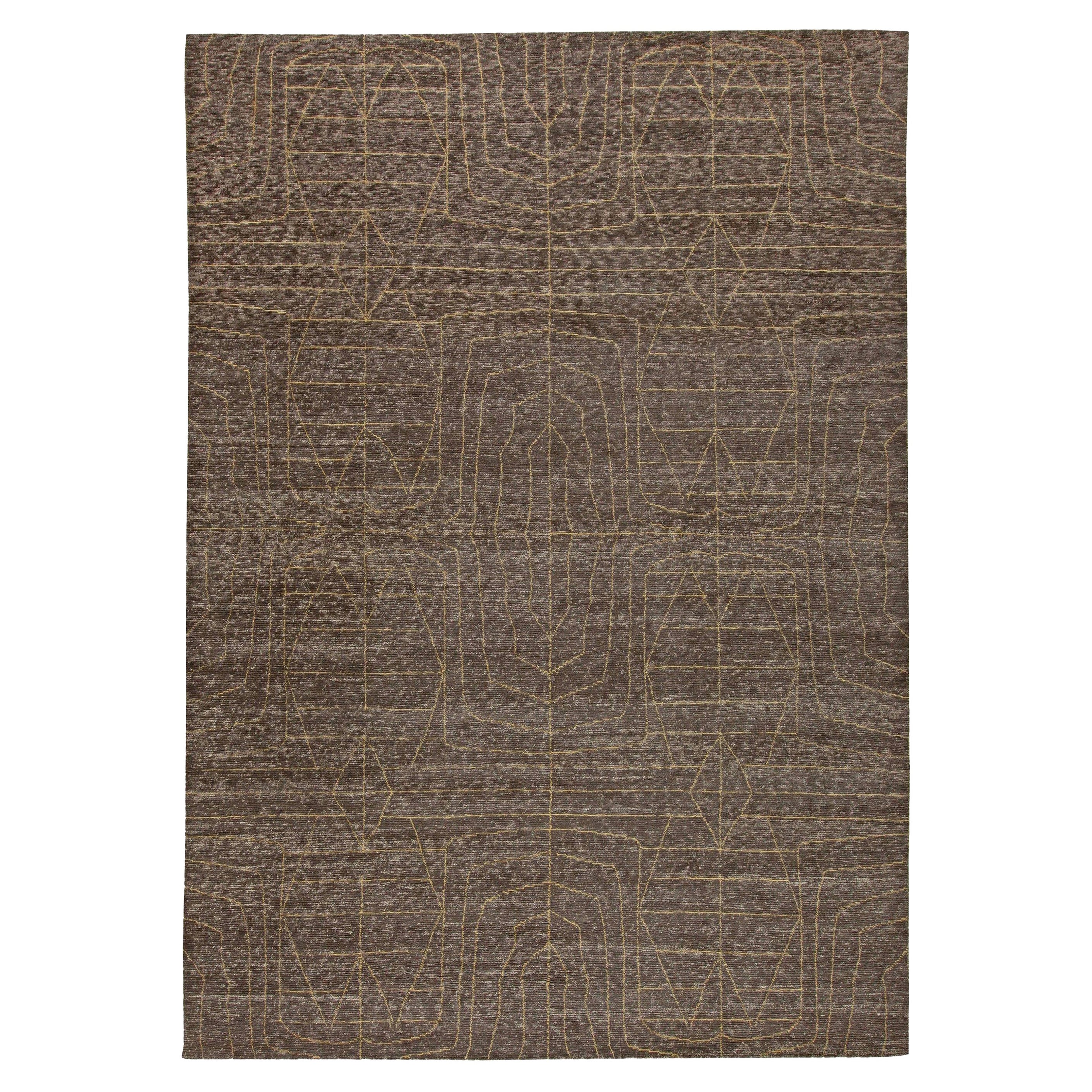 Tapis marocain contemporain en laine à motifs tribaux faits à la main par Doris Leslie Blau