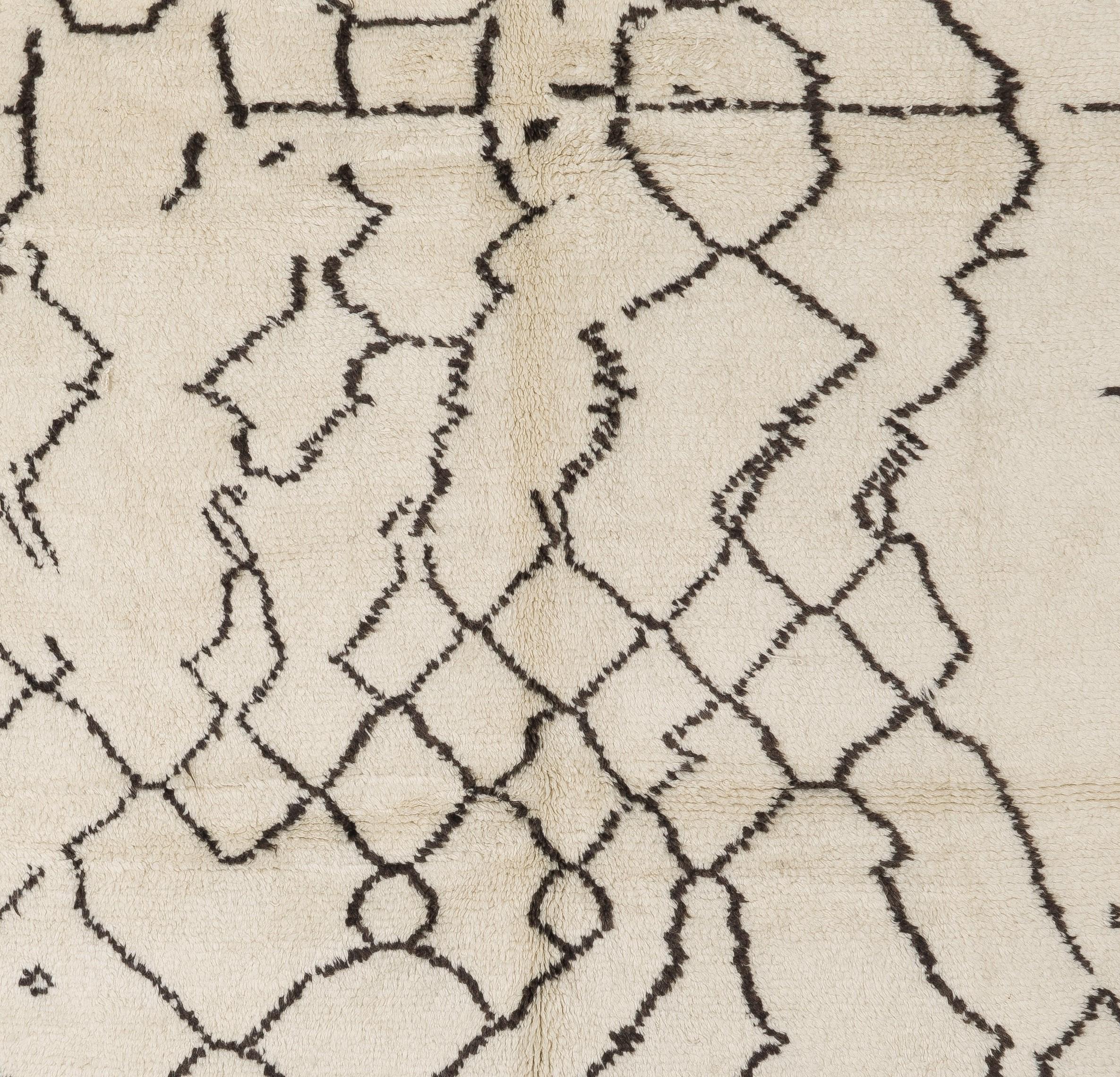 Scandinavian Modern Contemporary Moroccan Tulu Rug Made of Natural Wool, Custom Options Available For Sale