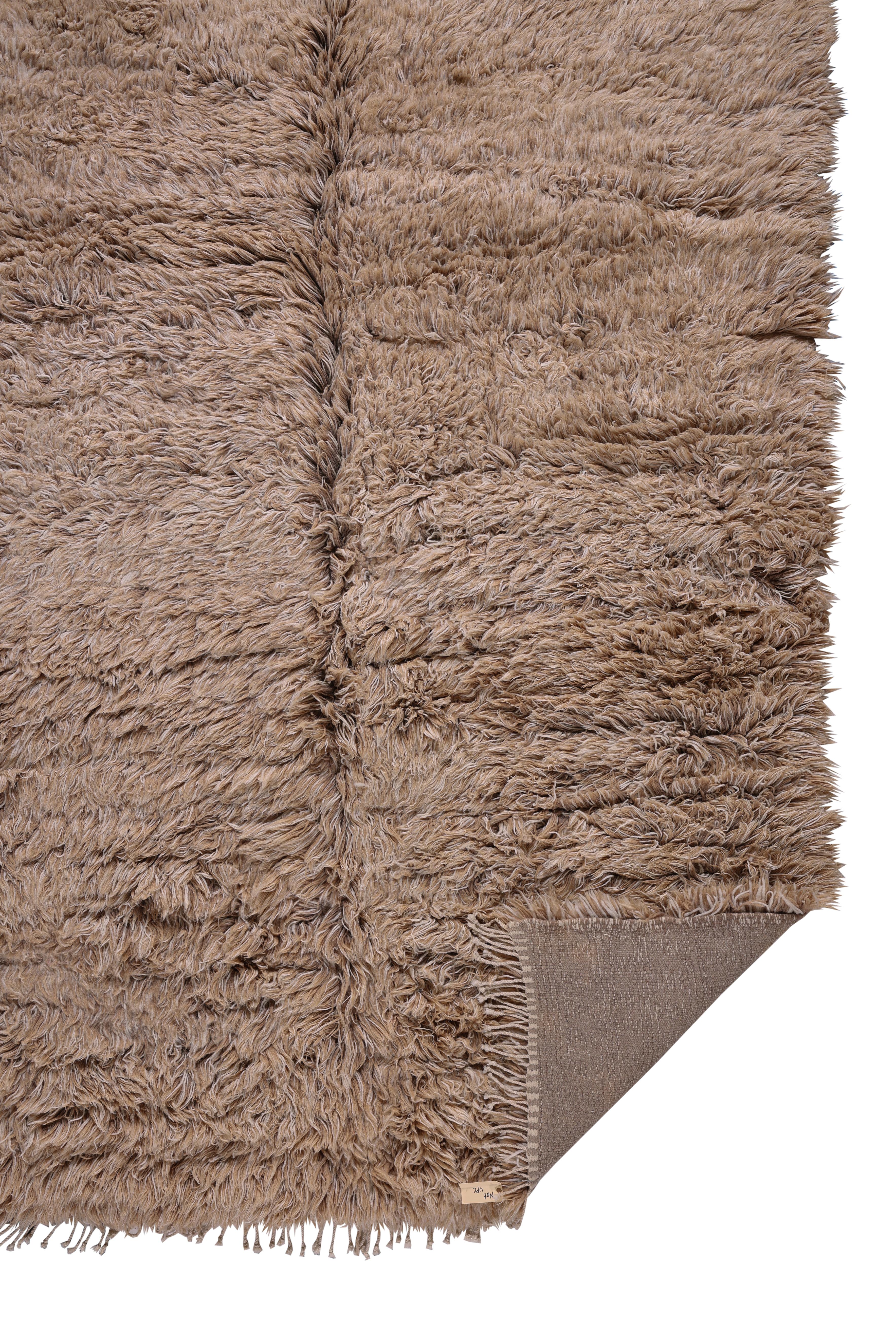 Alfombra marroquí contemporánea de lana - Anudada a mano en tonos neutros terrosos en venta 2