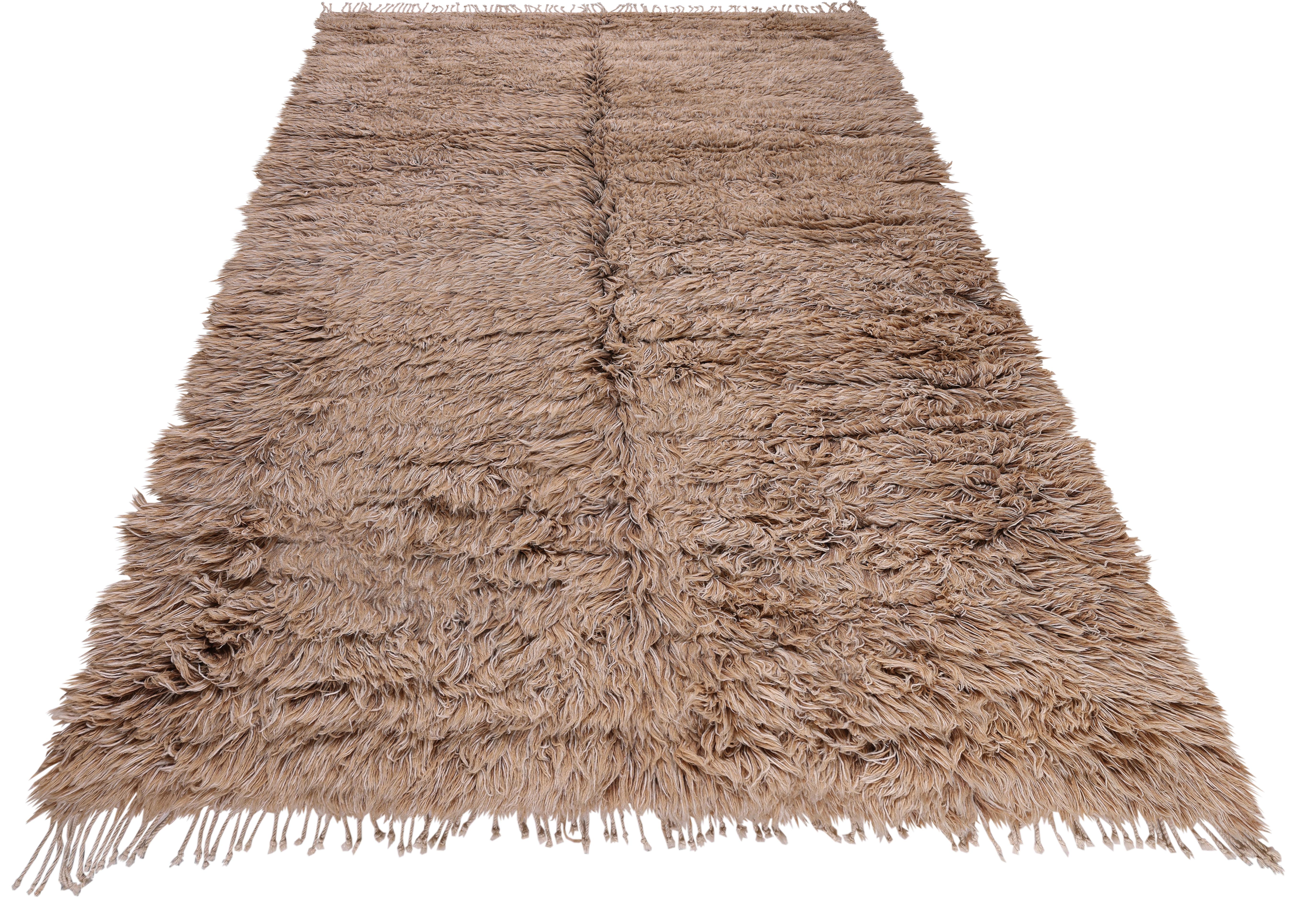 Alfombra marroquí contemporánea de lana - Anudada a mano en tonos neutros terrosos Siglo XXI y contemporáneo en venta