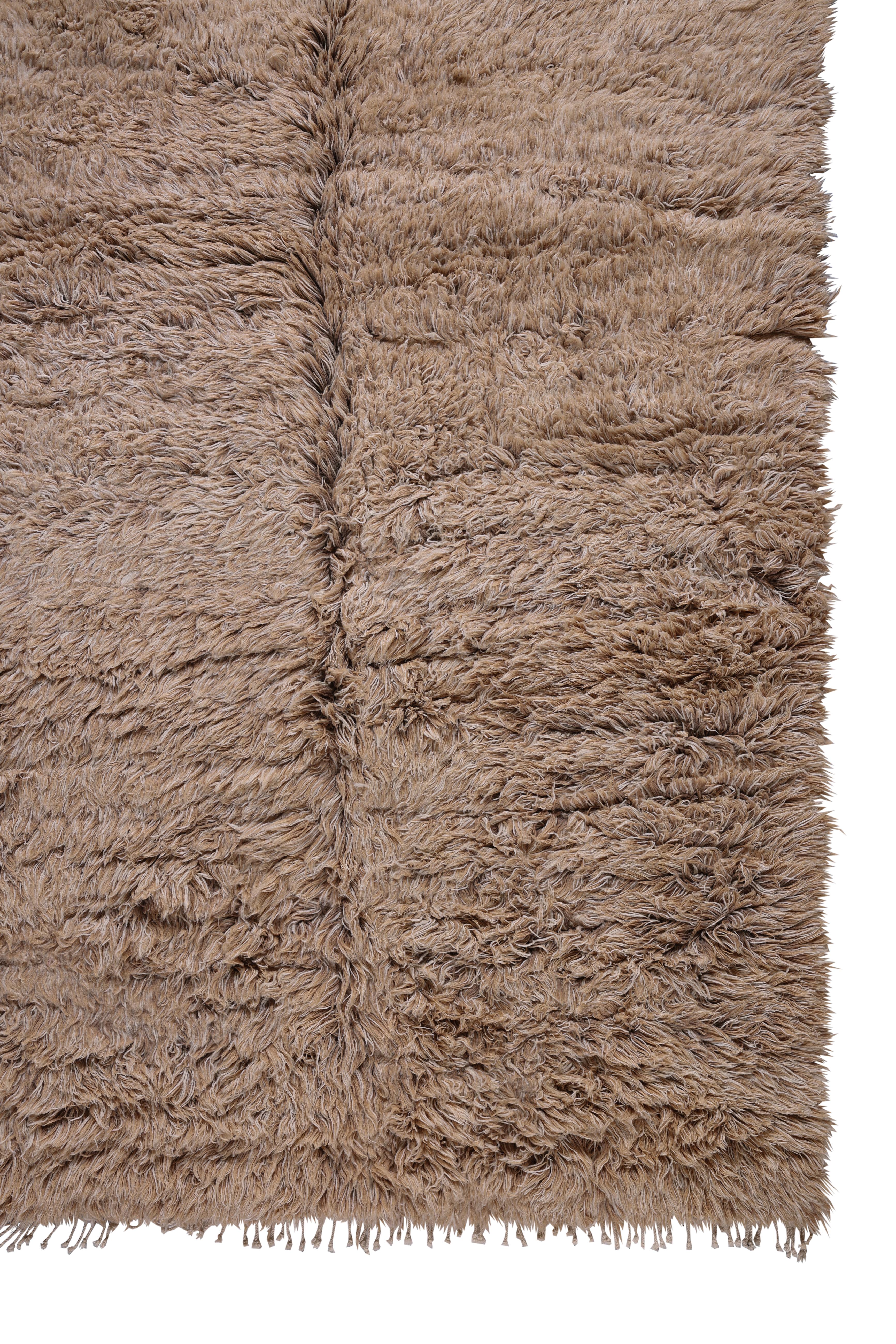 Alfombra marroquí contemporánea de lana - Anudada a mano en tonos neutros terrosos en venta 1