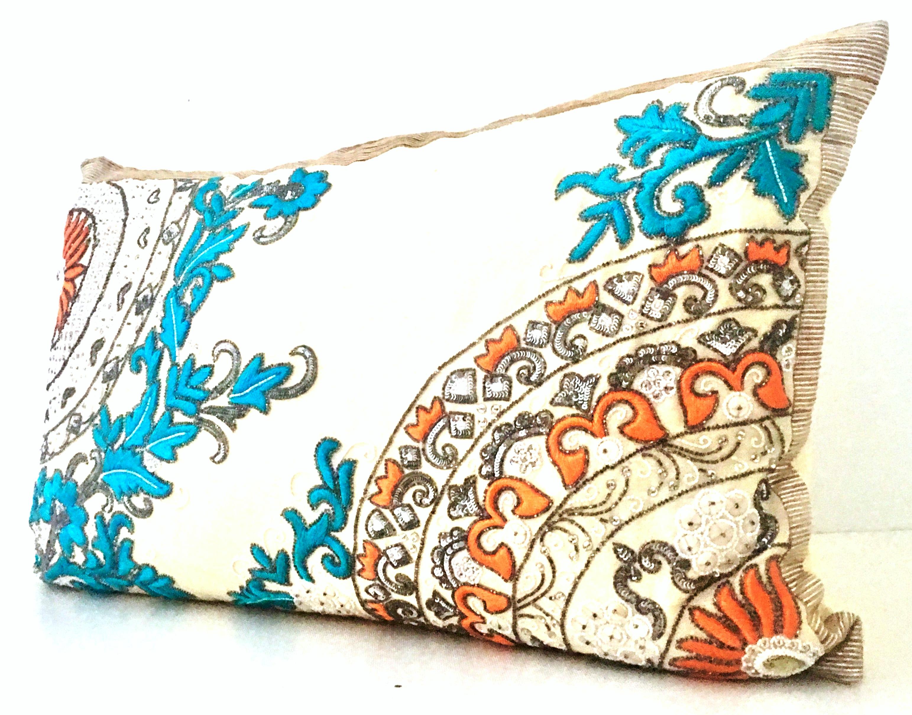21st Century Moroccan Style Silk Embroidered Down Pillow By, Sivaana In Excellent Condition In West Palm Beach, FL