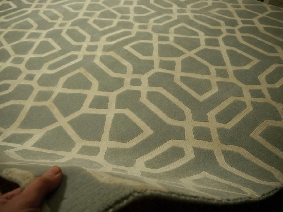 Hand-Knotted Moroccan Mosaic Design Rug Hand Knotted Wool and Silk Djoharian Collection For Sale