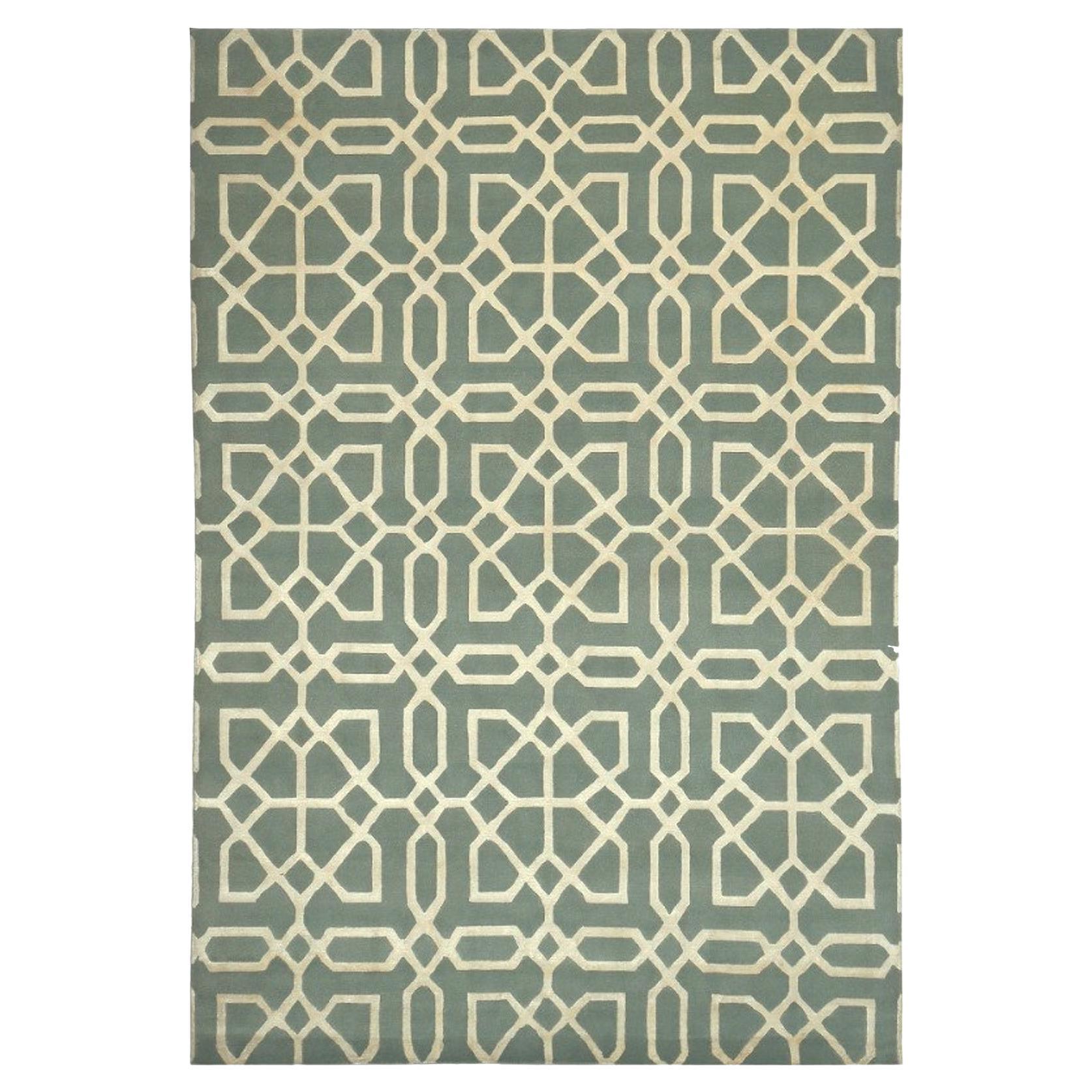 Contemporary Mosaic Design Rug Hand Knotted Wool and Silk Djoharian Collection