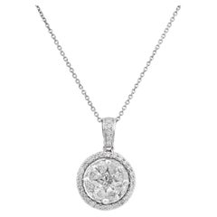 Contemporary mosaic diamond 14k white gold pendant necklace