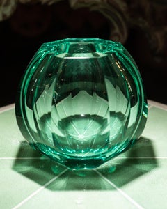 Contemporary Moser Beryl Green Faceted Globe Vase