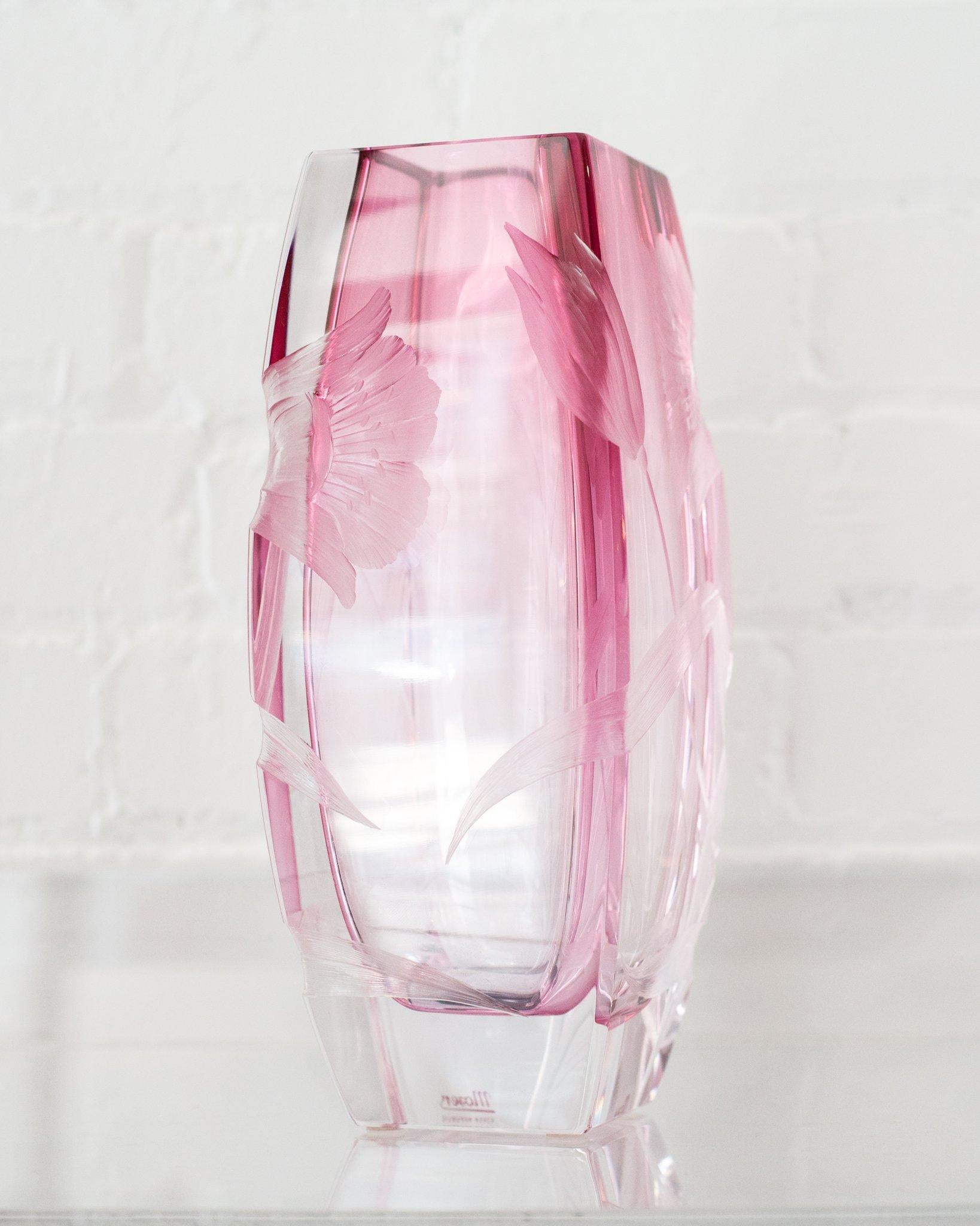 pink crystal vase