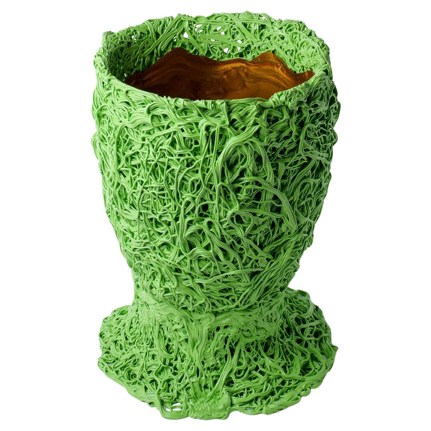 Contemporary Moss Vase Fish Design by Gaetano Pesce Resin Apple Green Gold For Sale