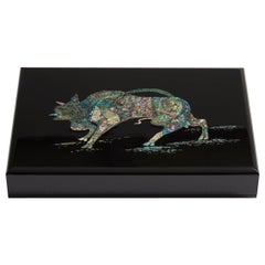 Contemporary Unique Black Document Box with Bull Design by Arijian