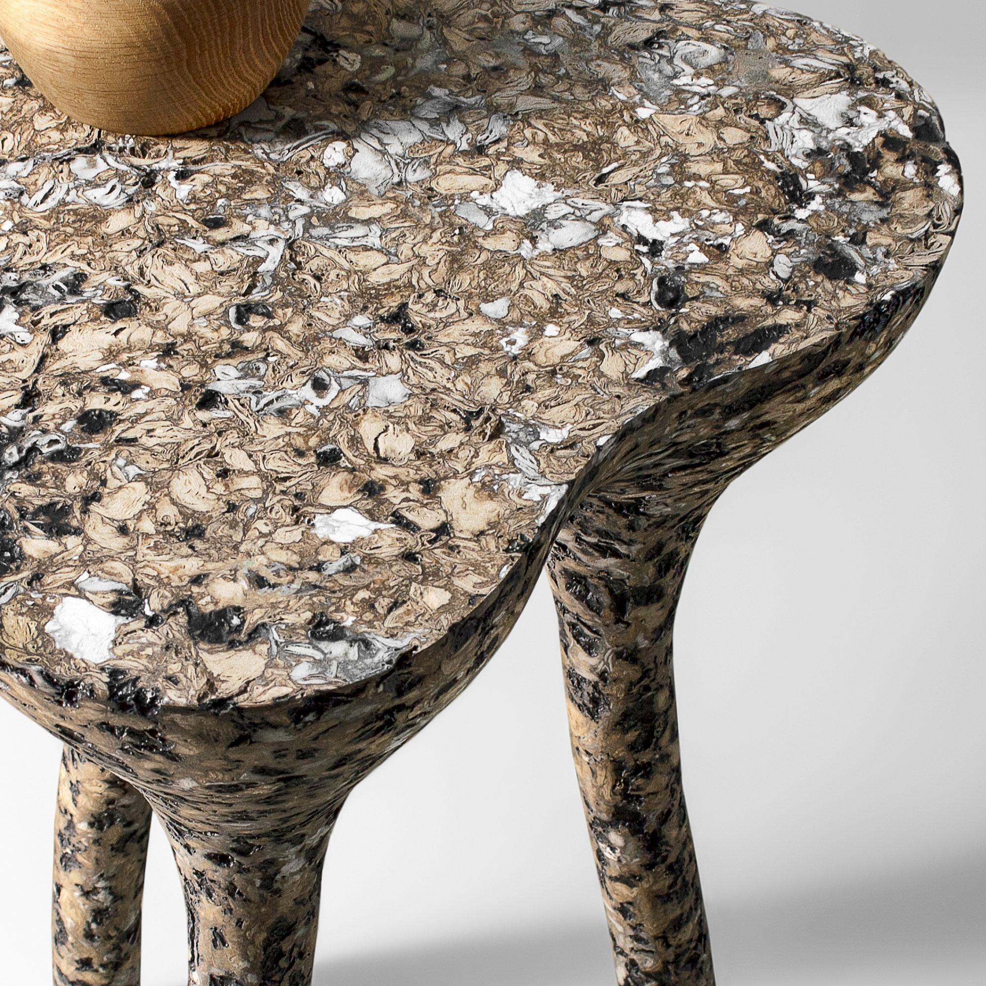 Contemporary mottled tripod side table, interior accent by Donatas Žukauskas In New Condition For Sale In Rudamina, LT