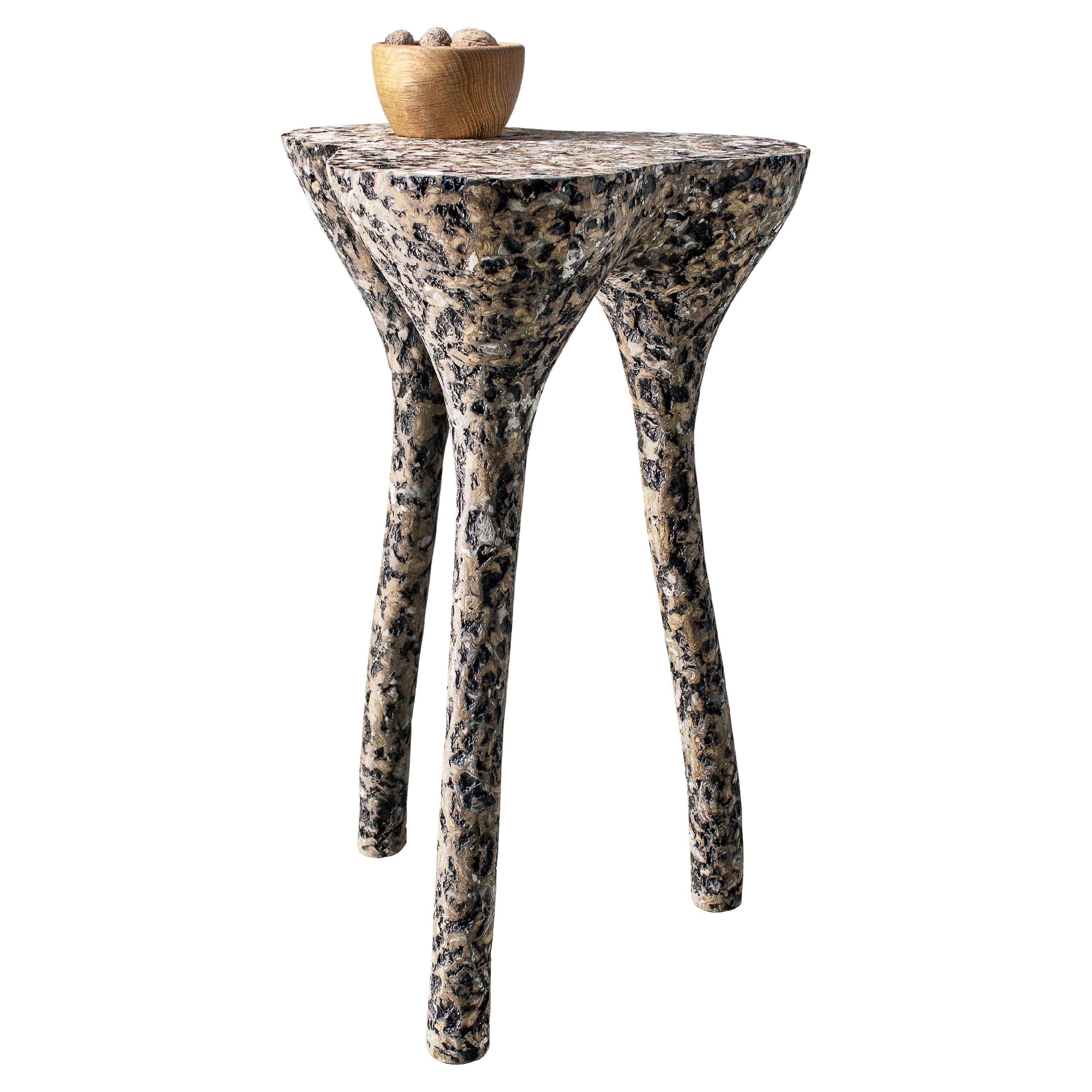 Contemporary mottled tripod side table, interior accent by Donatas Žukauskas For Sale