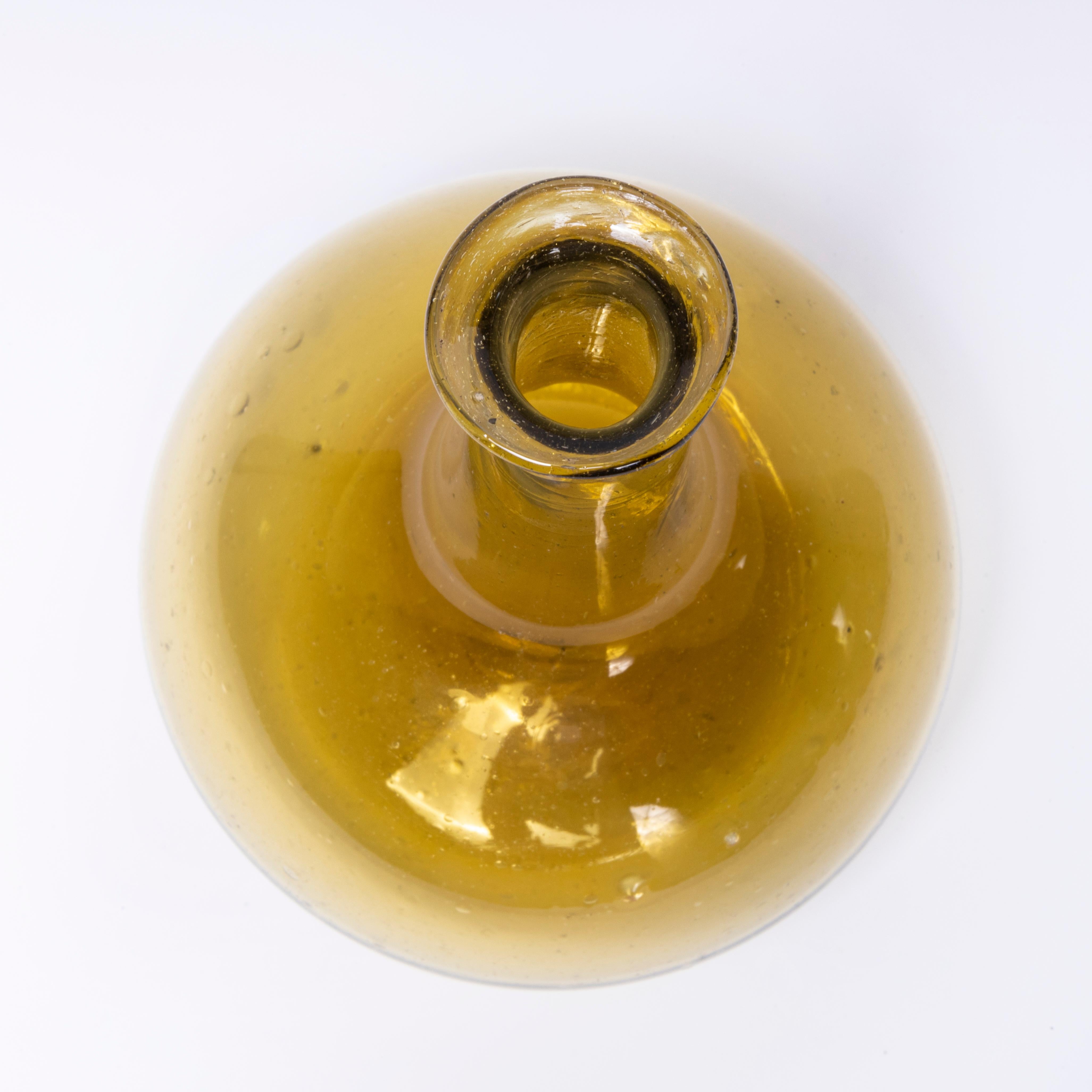 Contemporary Mouth Blown Moroccan Carafe - Ochre In Excellent Condition For Sale In Hook, Hampshire