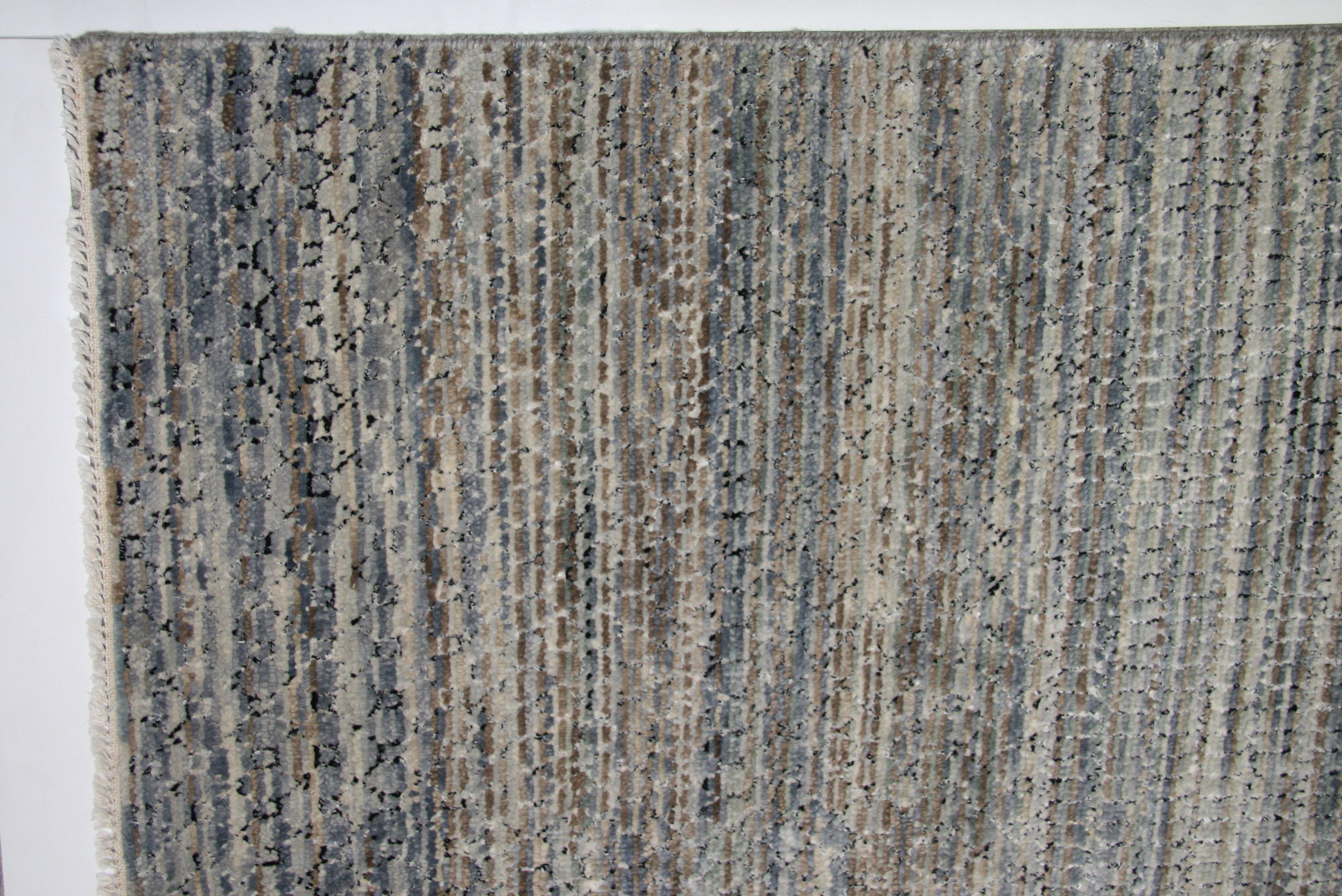 Indian Contemporary Multi-Color Gabbeh with Silver and Blue
