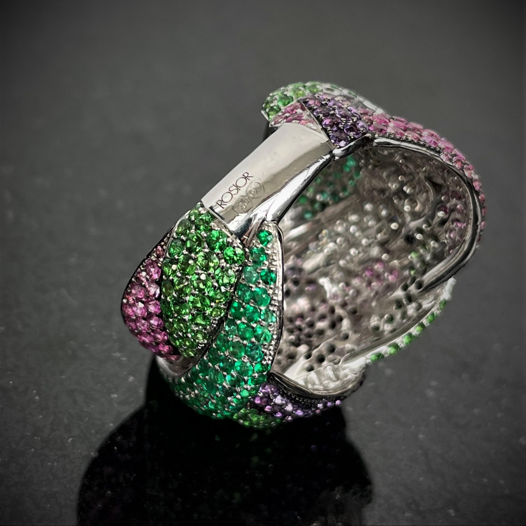Rosior one-off Multi-Color Gemstone Cocktail Ring set in White Gold In New Condition In Porto, PT