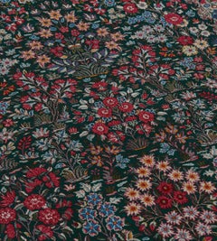 Contemporary Multi-colored Floral Hand-Woven Wool Kerman Style Rug
