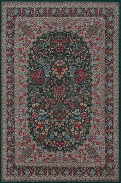 Contemporary Multi-colored Floral Hand-Woven Wool Kerman Style Rug