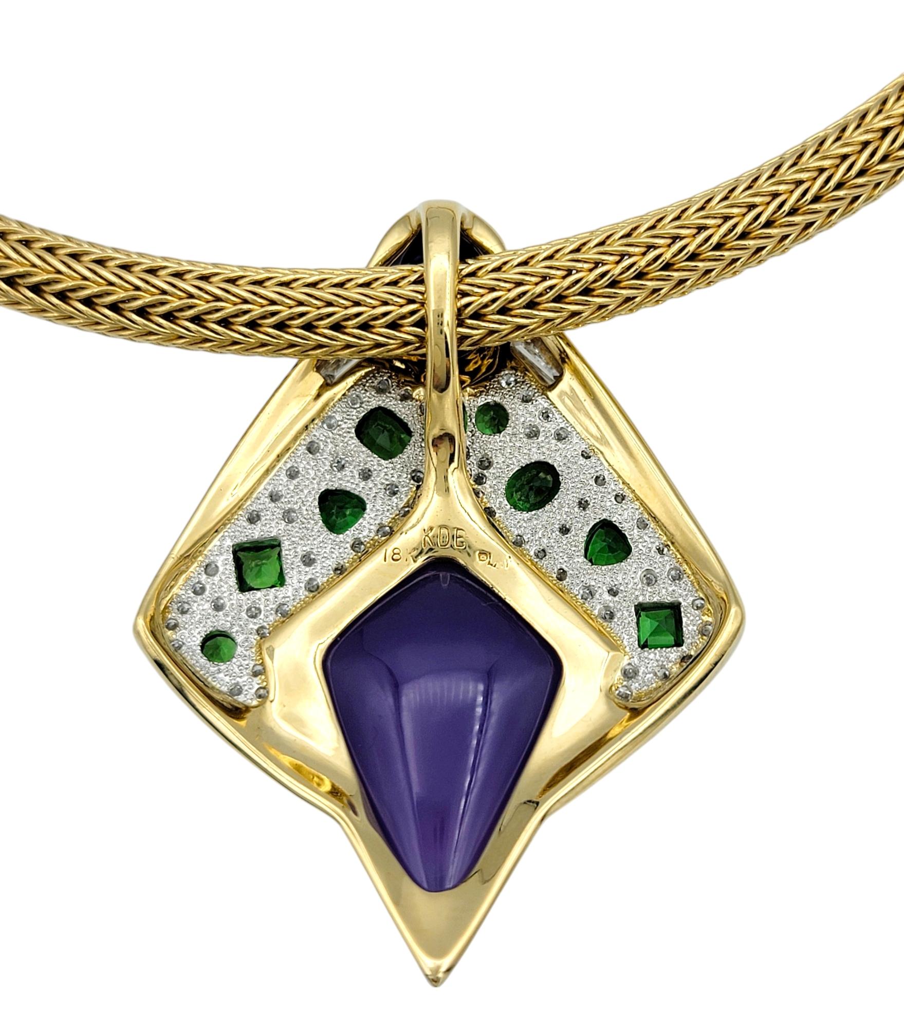 Contemporary Multi-Gemstone and Diamond 18 Karat Yellow Gold Statement Necklace For Sale 2