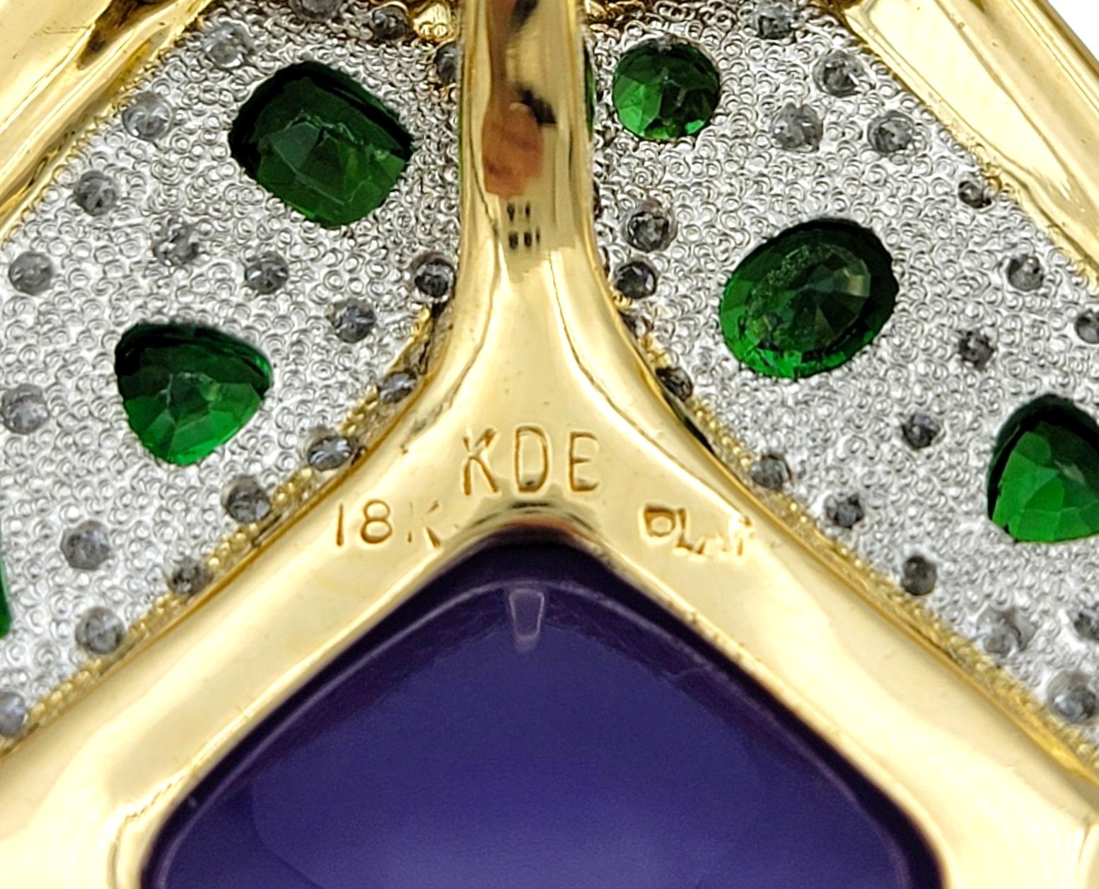 Contemporary Multi-Gemstone and Diamond 18 Karat Yellow Gold Statement Necklace For Sale 3