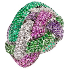 Rosior one-off Multi-Color Gemstone Cocktail Ring set in White Gold