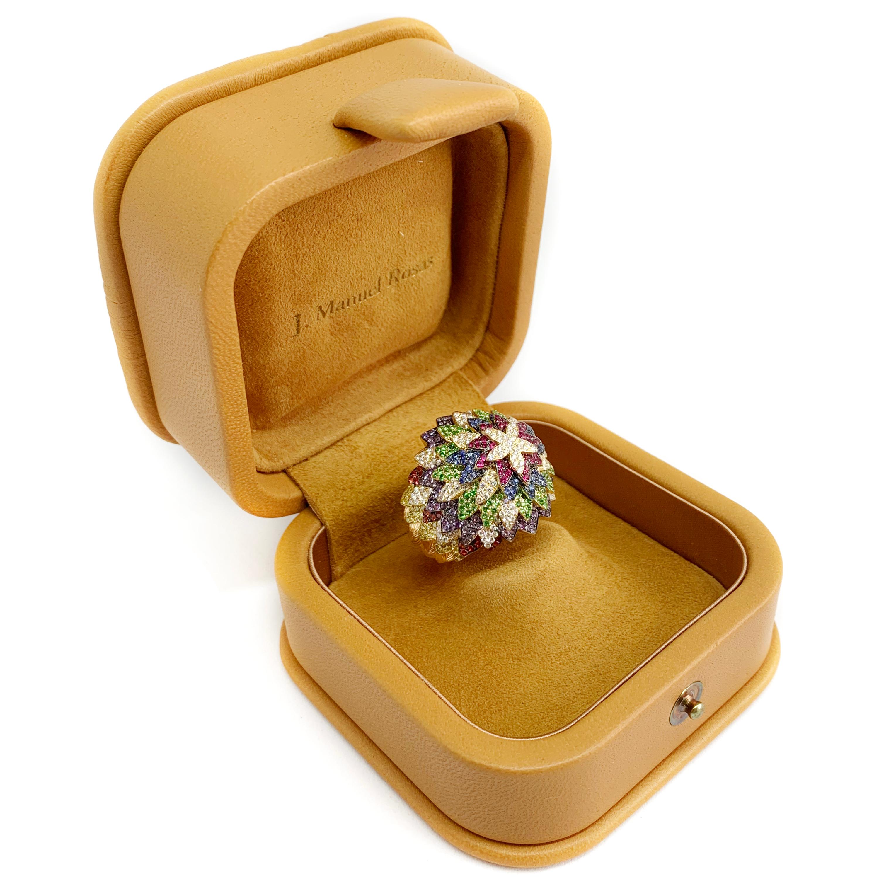Contemporary Rosior one-off Multi-Color Gemstone Cocktail Ring set in Yellow Gold