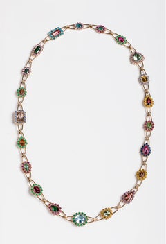 Rosior One-off Diamond, Tourmaline and Sapphire 80 cm Long Chain Necklace