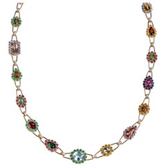 Rosior One-off Diamond, Tourmaline and Sapphire 80 cm Long Chain Necklace