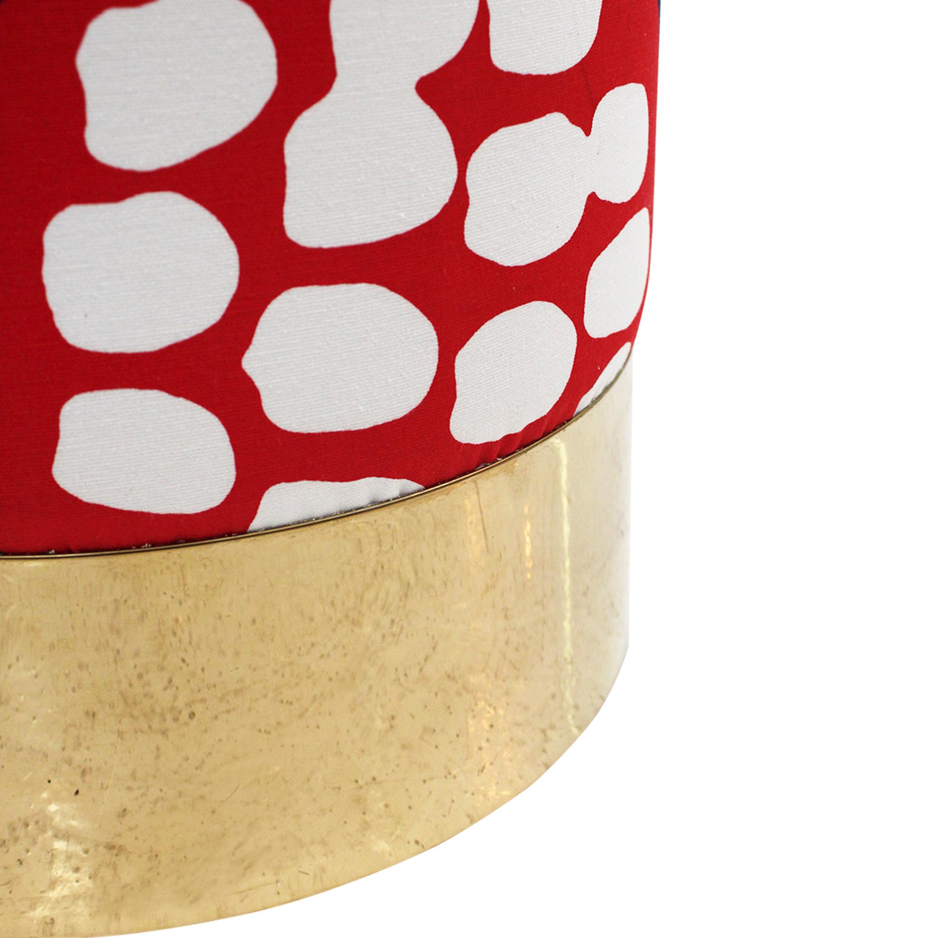 Zeitgenössisches Paar runder Poufs aus italienischem Stoff mit Blumenmustern in mehreren Farben im Angebot 11