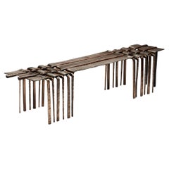 Banc tissé contemporain multicolore en bronze forgé Woven Bench II, 2025 par Conrad Hicks