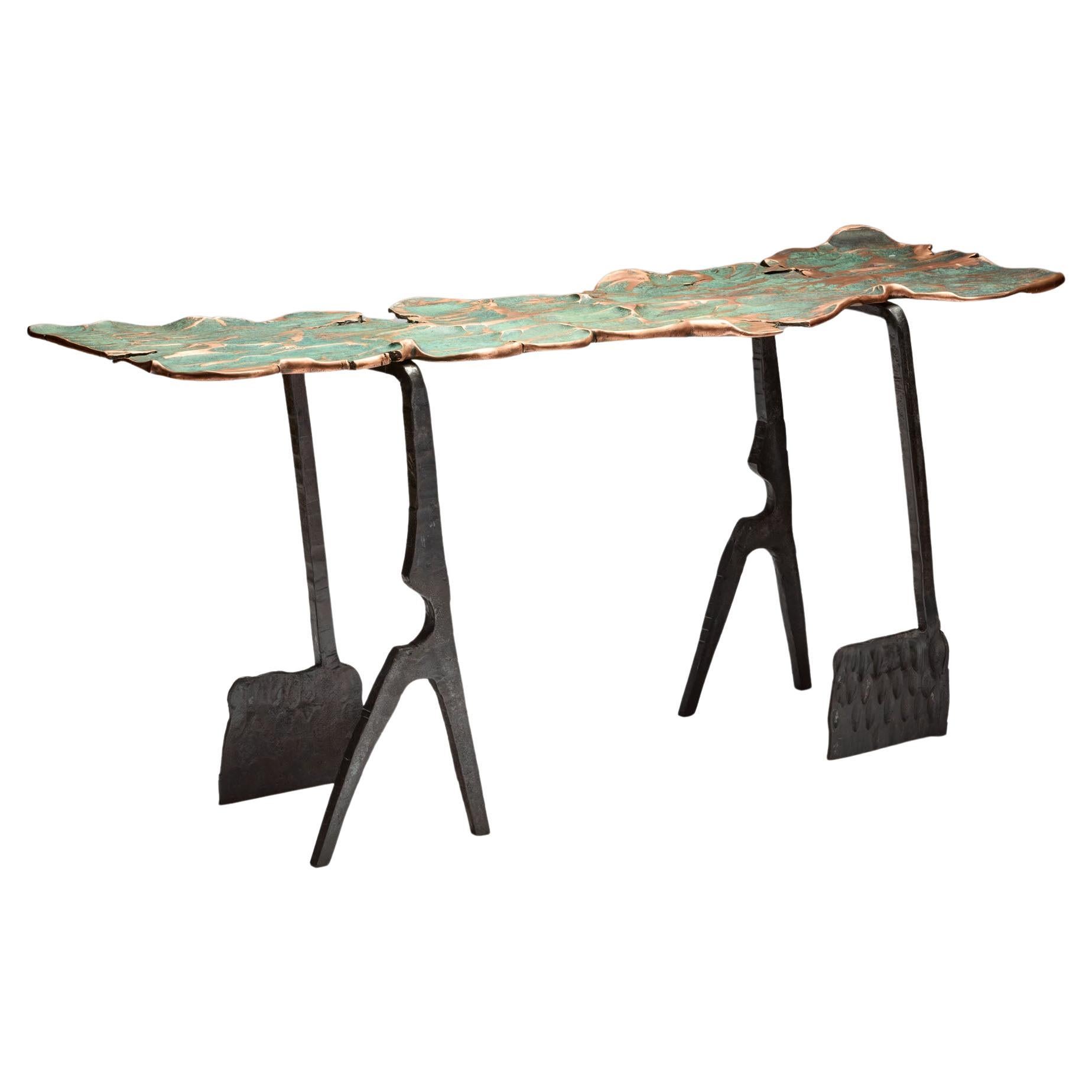 Contemporary multicolour Forged Copper Server on Trestles, 2025 by Conrad Hicks
