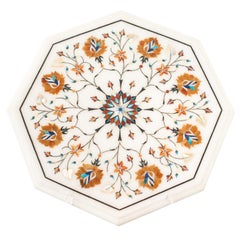 Contemporary Multicolour Pietra Dura Octagonal Marble Inlay Platter
