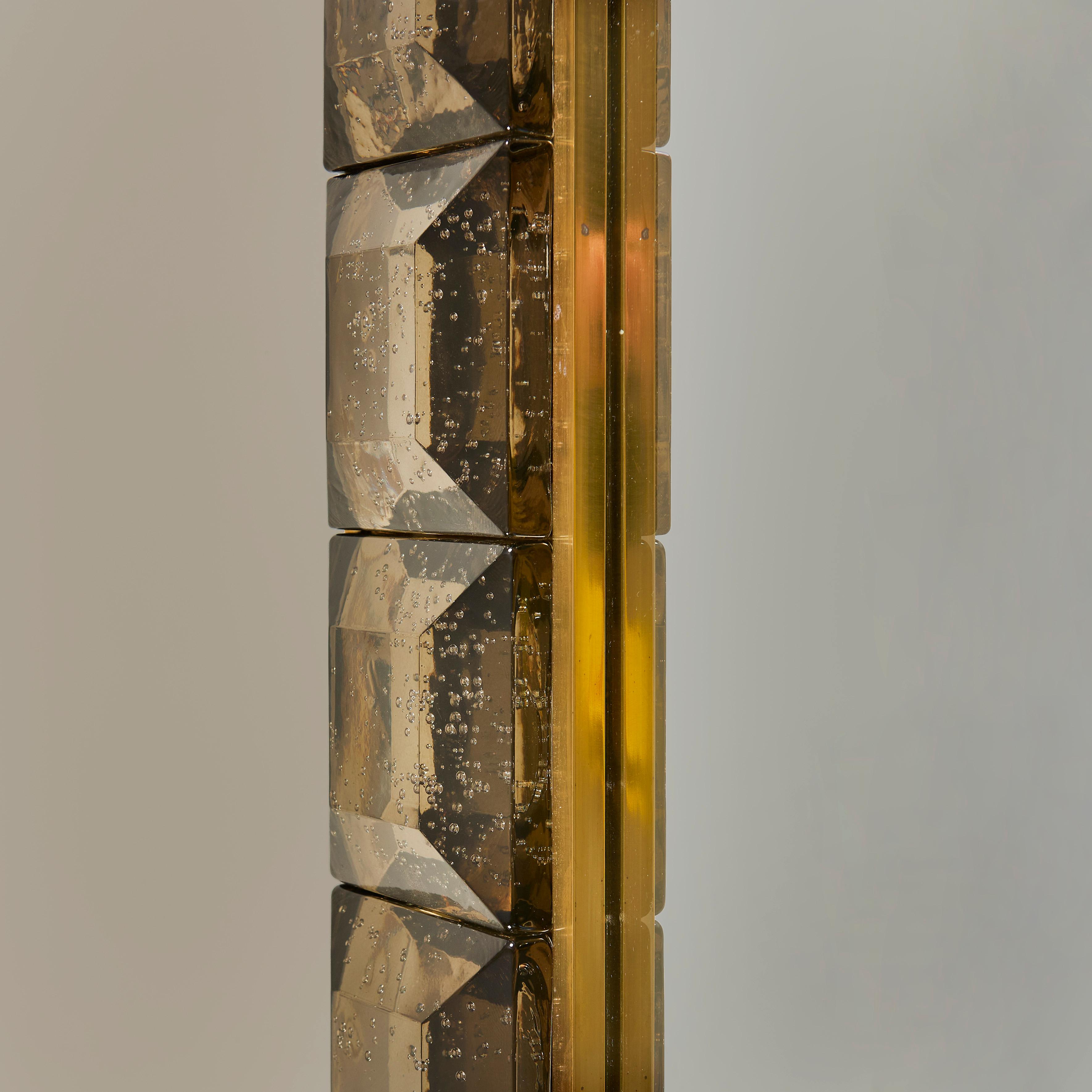 Murano contemporáneo y latón marrón suave  Espejo 