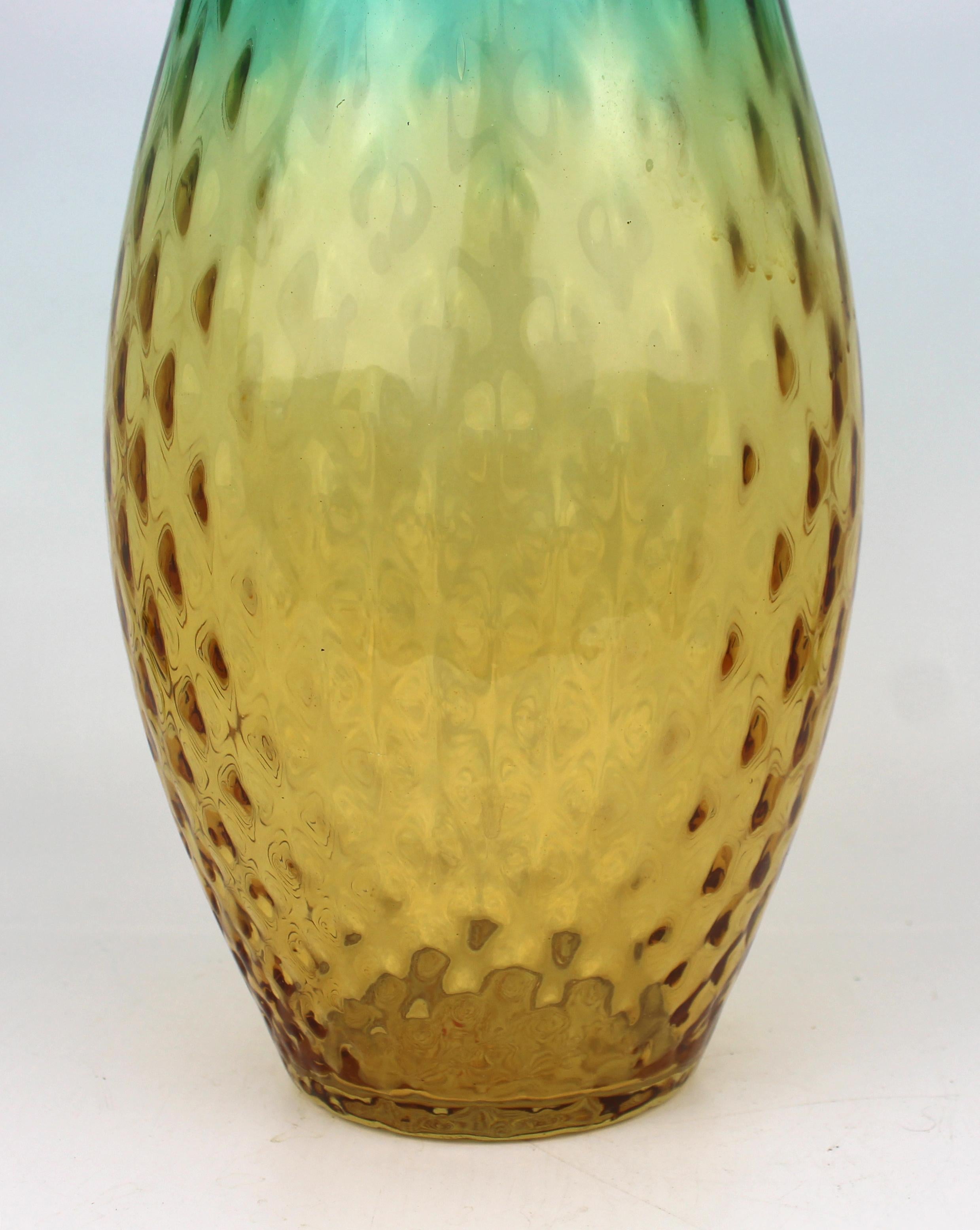 Vase contemporain en verre d'art de Murano - Bleu et ambre avec motif de clous de girofle Bon état - En vente à Worcester, GB