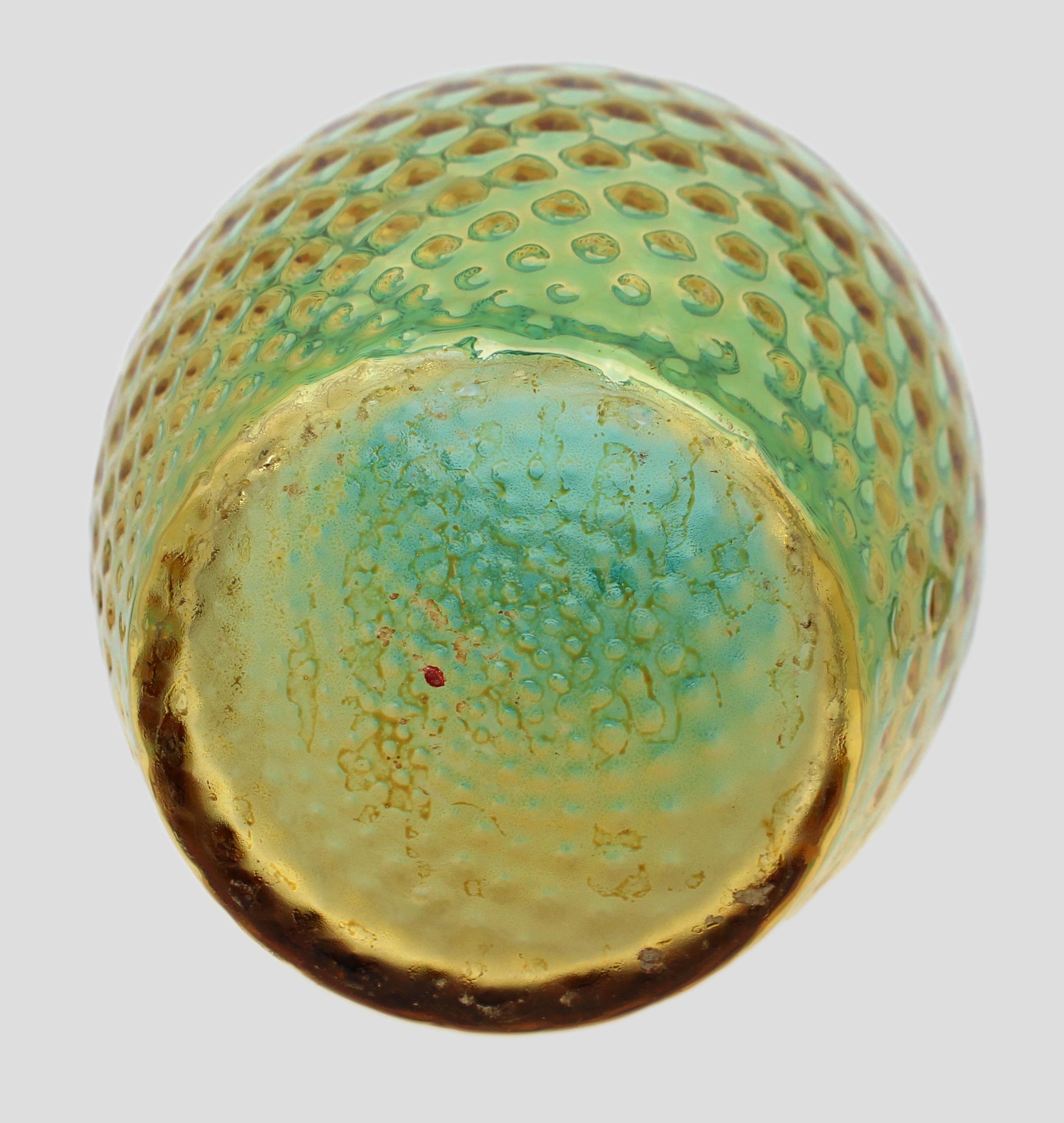 XXIe siècle et contemporain Vase contemporain en verre d'art de Murano - Bleu et ambre avec motif de clous de girofle en vente