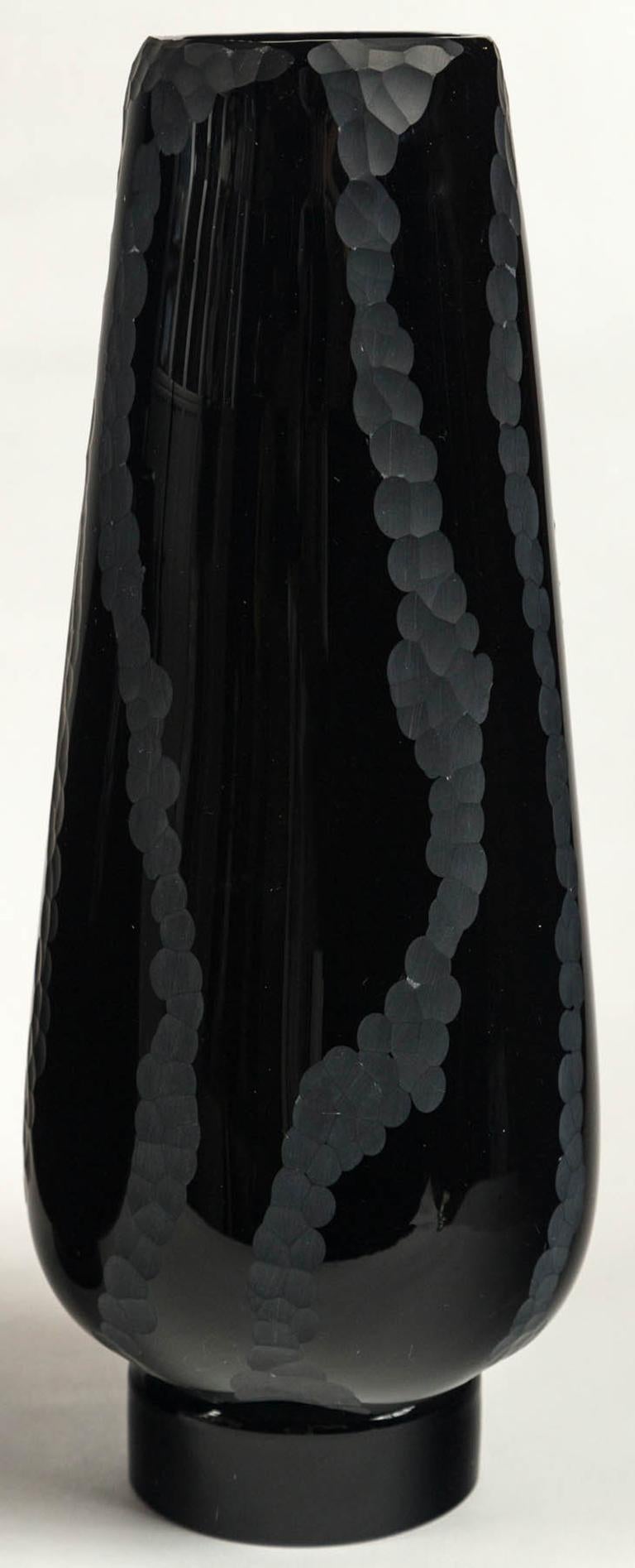 Italian  Murano Black Glass Vases, Italy
