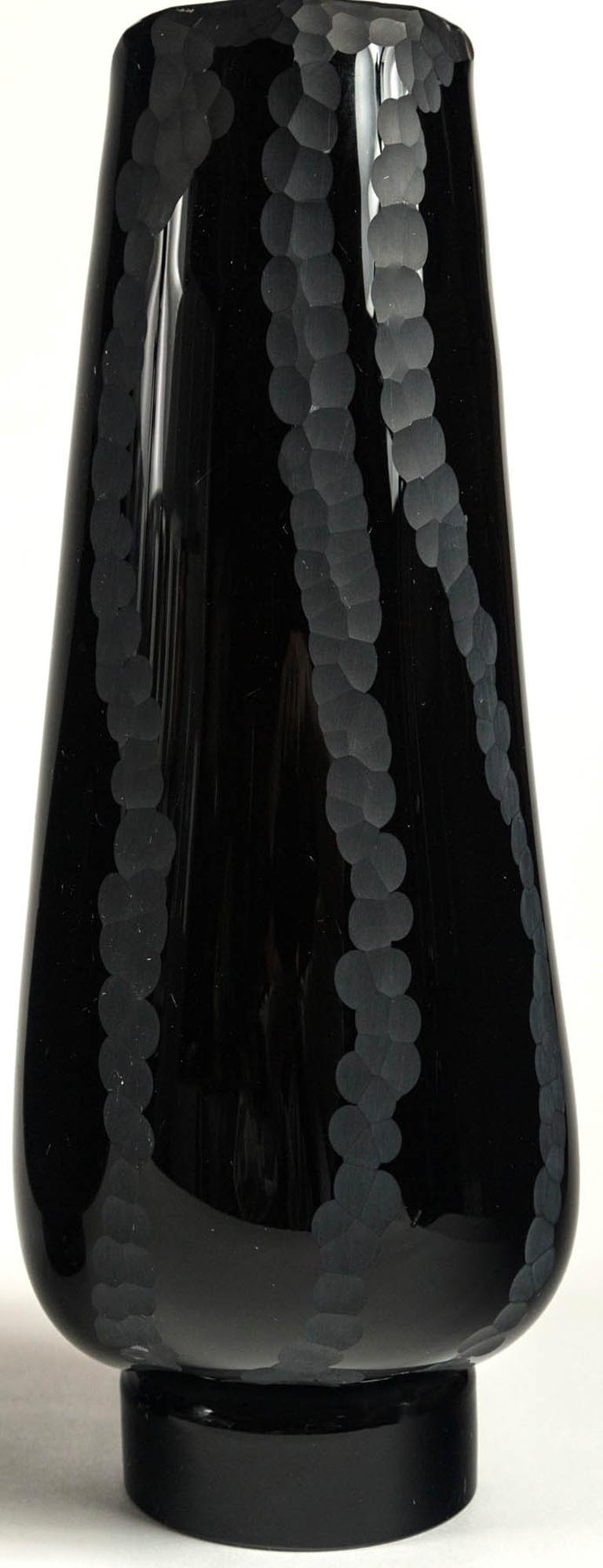  Murano Black Glass Vases, Italy In Good Condition In Chappaqua, NY