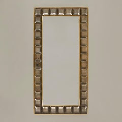 Contemporary Murano and brass chocolate brown 'Jewel' mirror