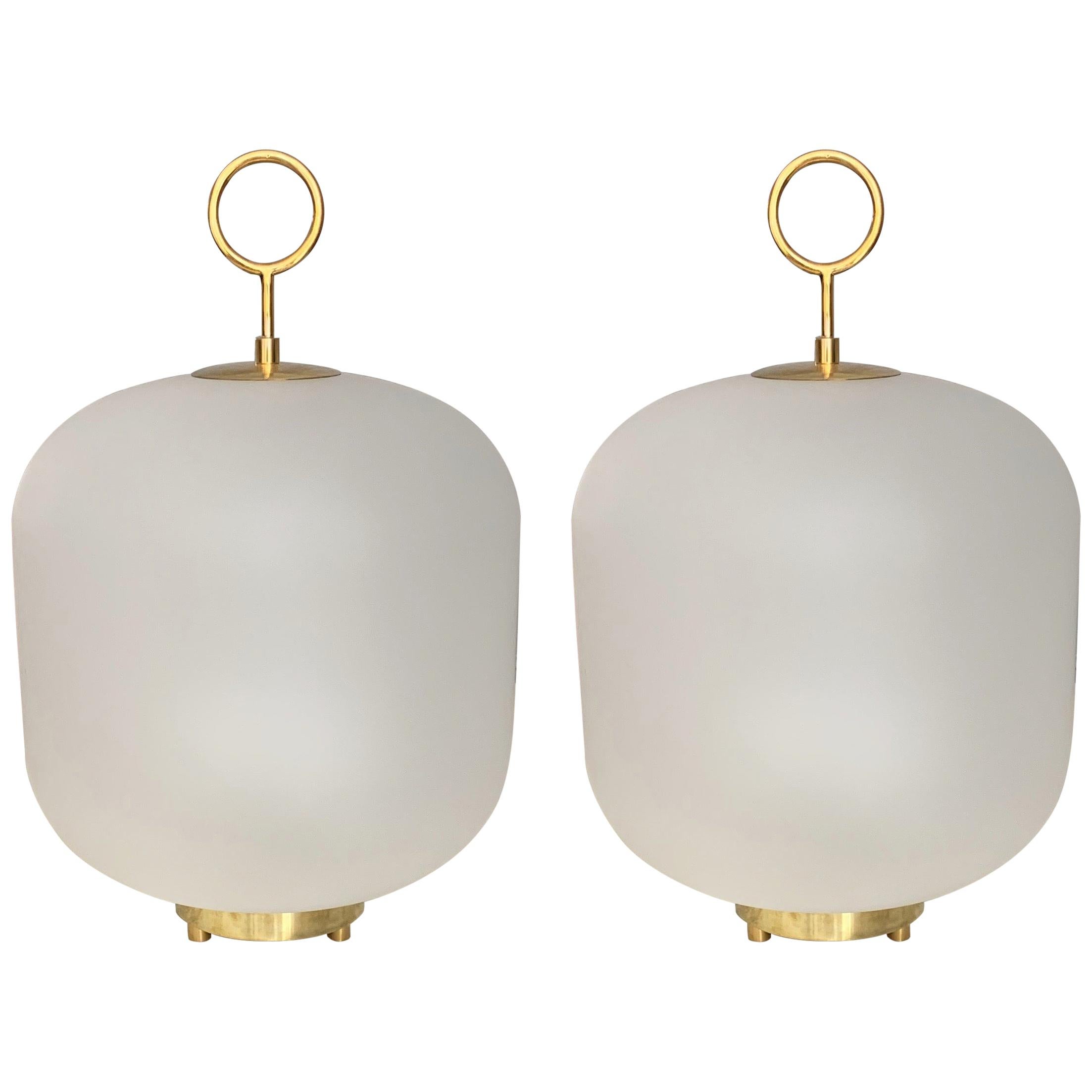 Contemporary Murano Glass Can Lamp Brass Ring, Italy