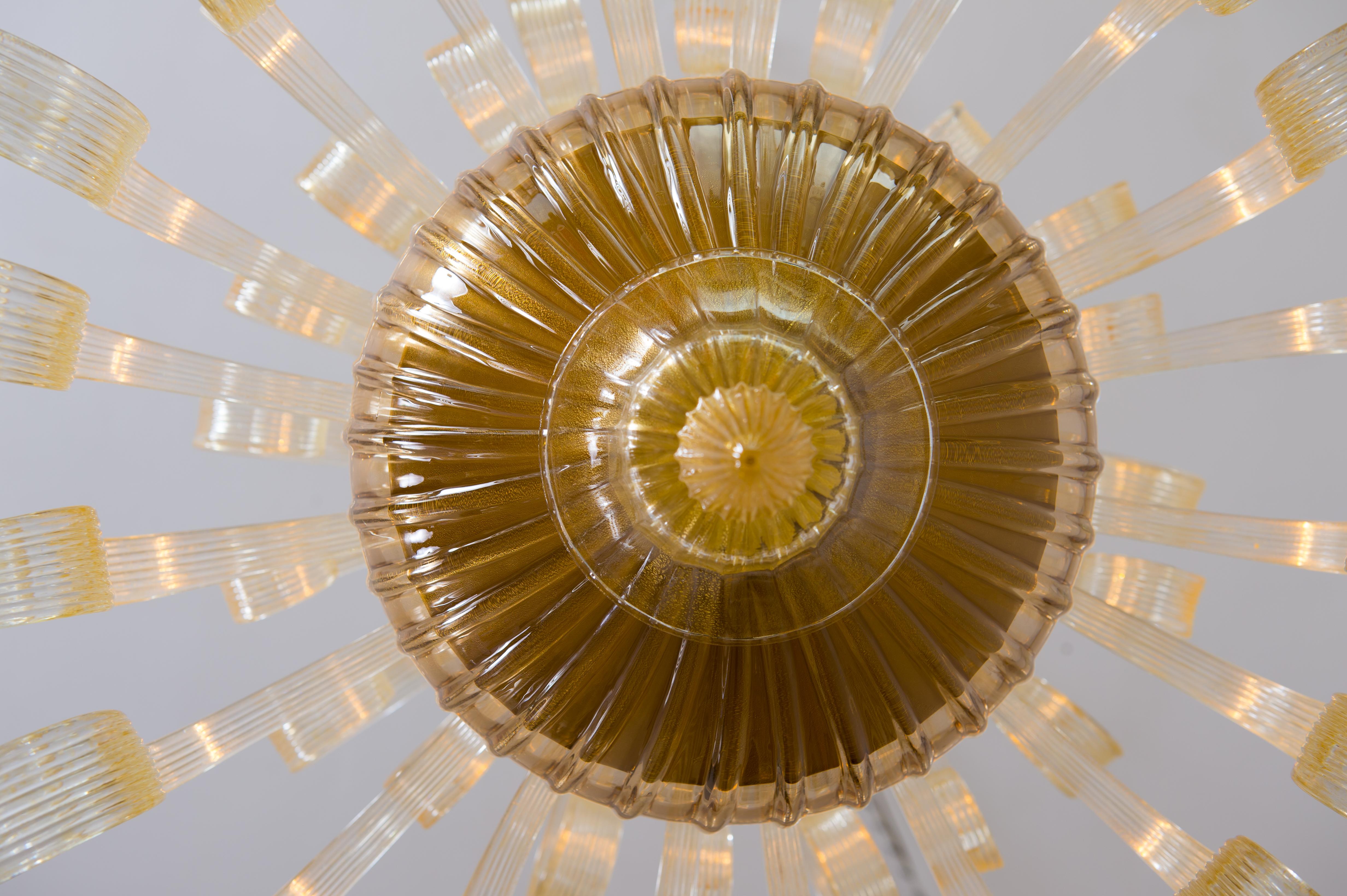 Italian Flush Mount in Blown Murano Glass Gold Elements by Giovanni Dalla Fina  For Sale 10