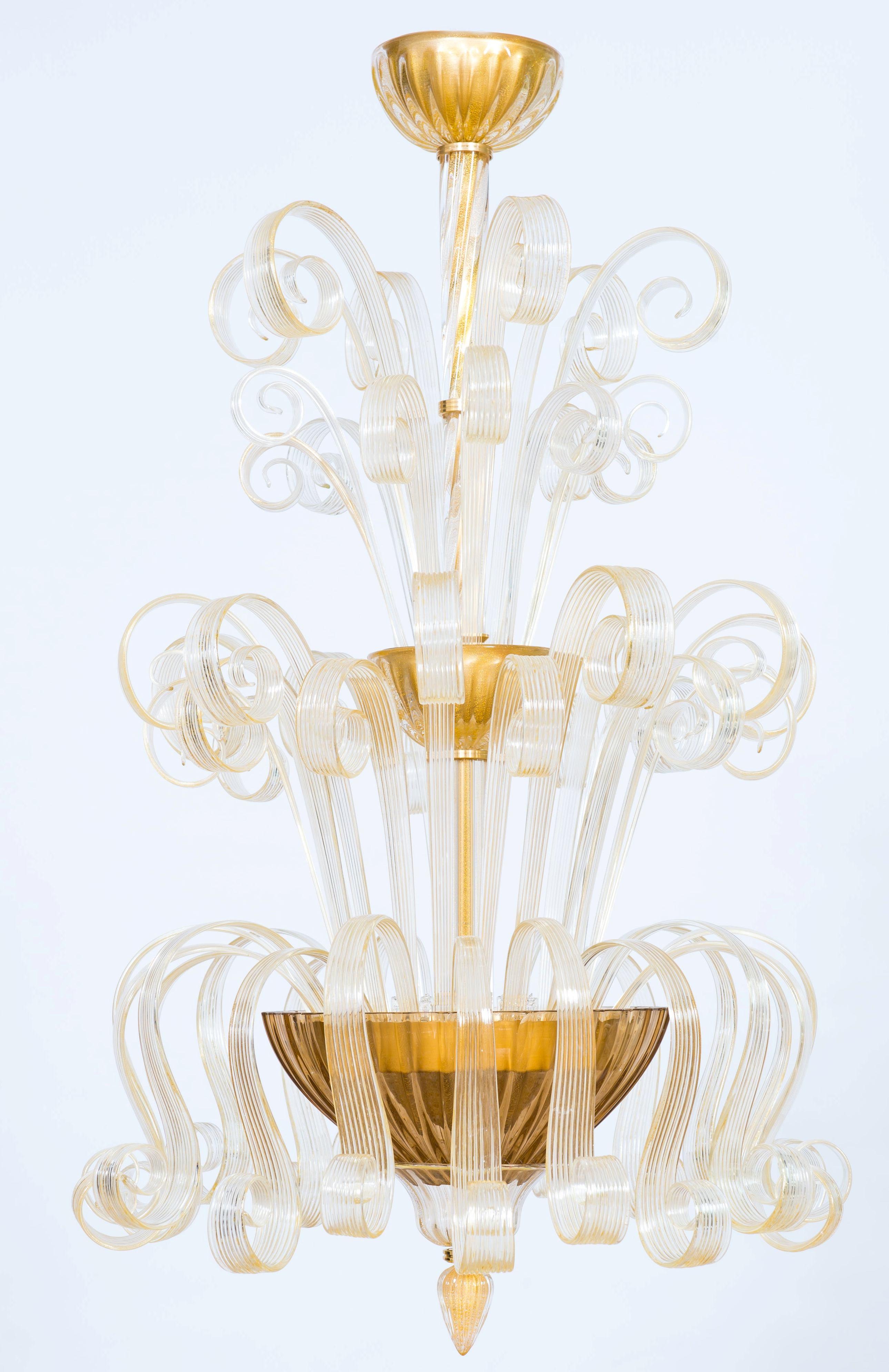 Contemporary Murano Glass Flush Mount 24-Karat Gold Giovanni Dalla Fina, Italy
This astonishing artpiece is the result of the best Murano glass blowing tradition and finest modern trends designed and manufactured by Giovanni Dalla Fina. This flush