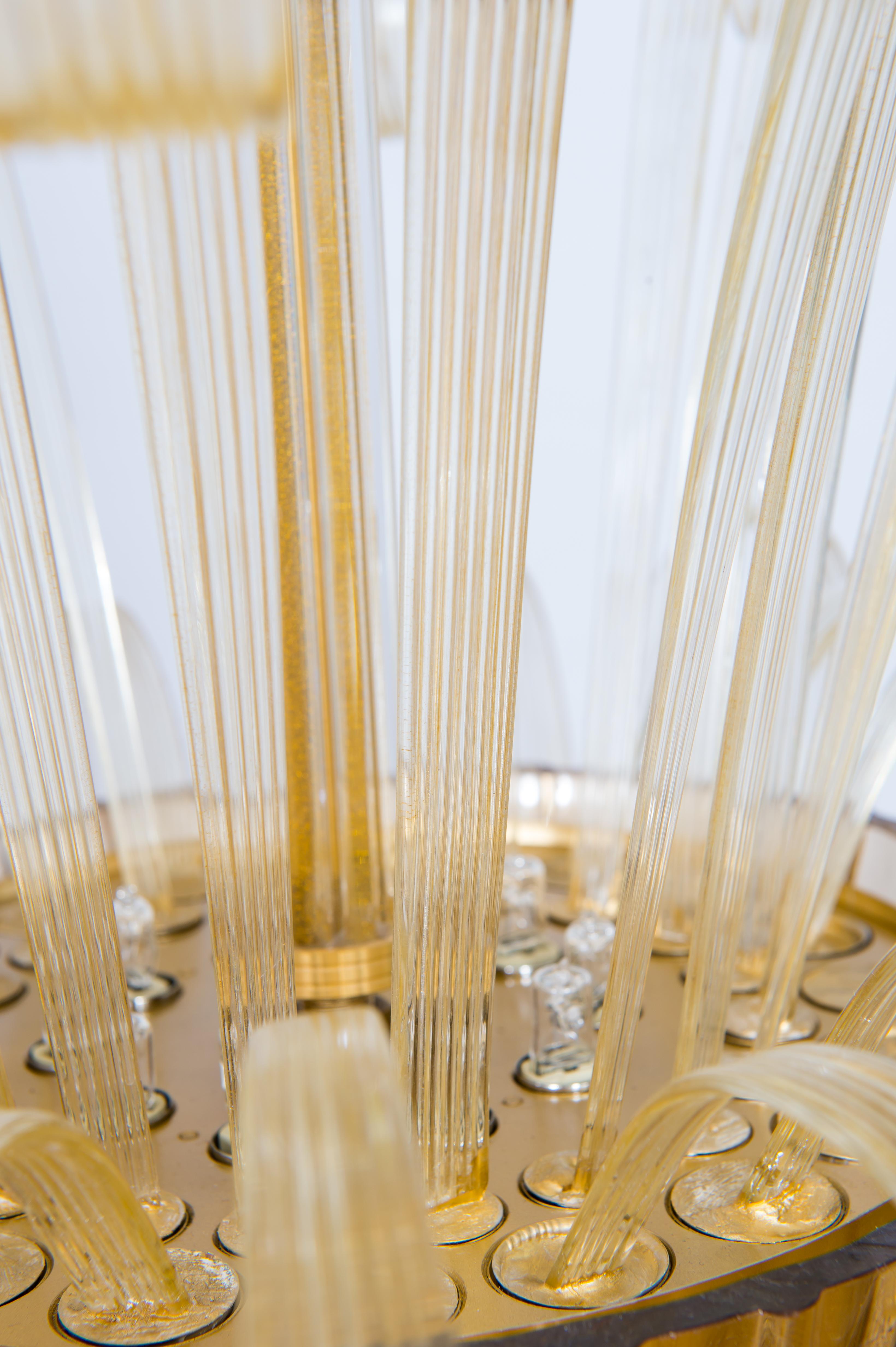 Contemporary Italian Flush Mount in Blown Murano Glass Gold Elements by Giovanni Dalla Fina  For Sale