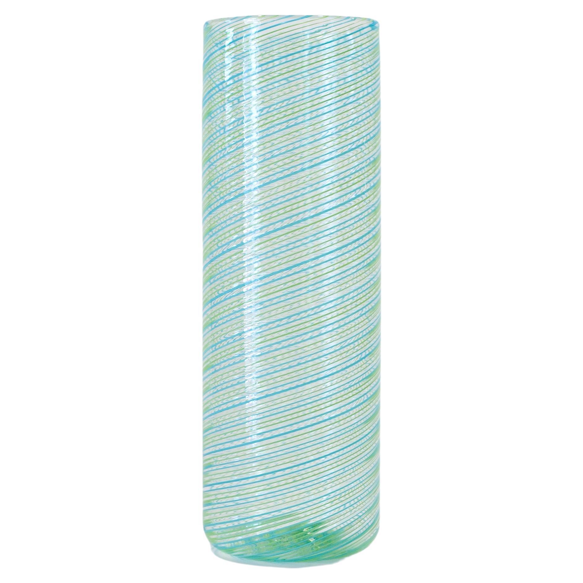 Contemporary Murano Glass Doppio Filo Vase, Acid Aquamarine by Laura Sattin For Sale