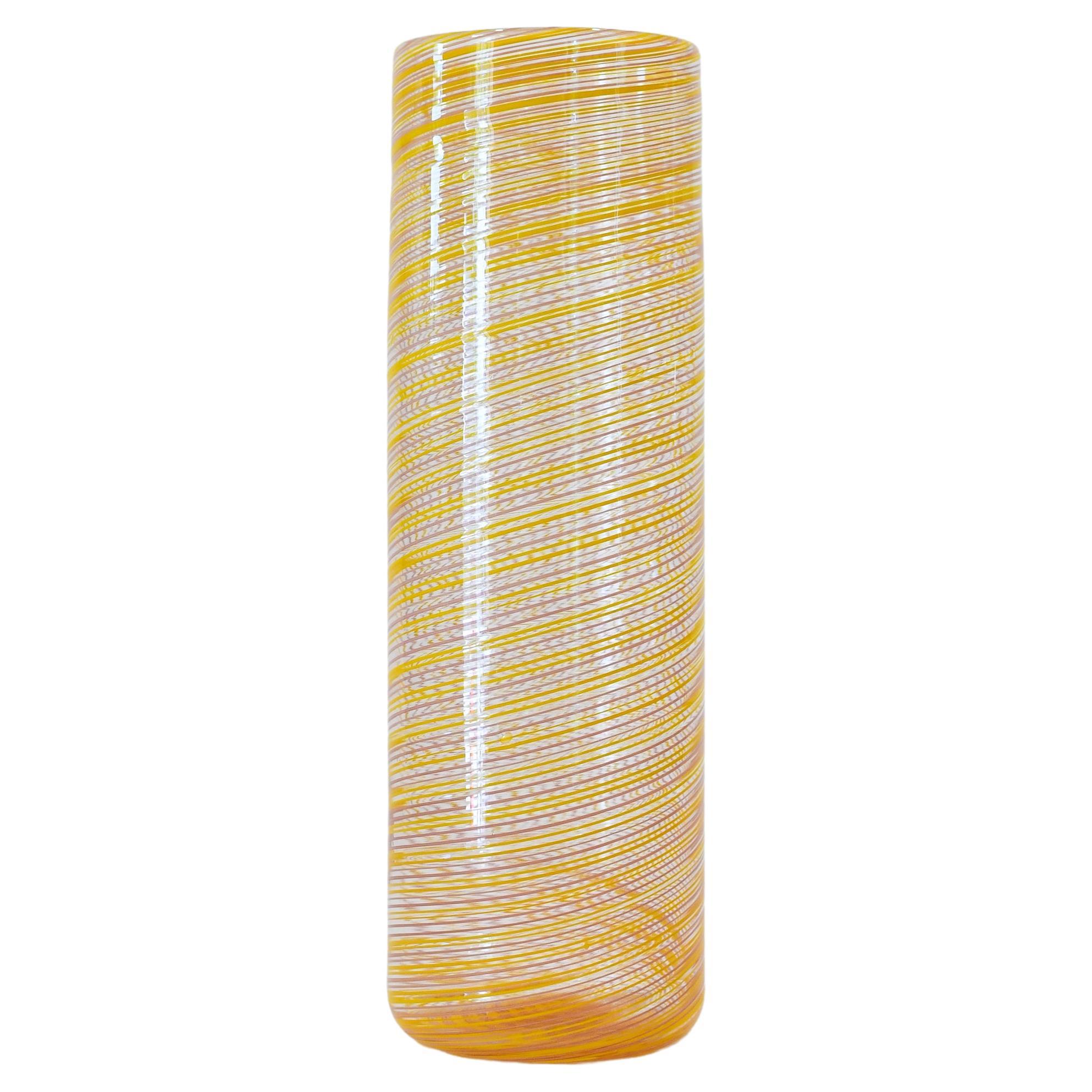 Contemporary Murano Glass Doppio Filo Vase, Orange Ruby Pink by Laura Sattin For Sale