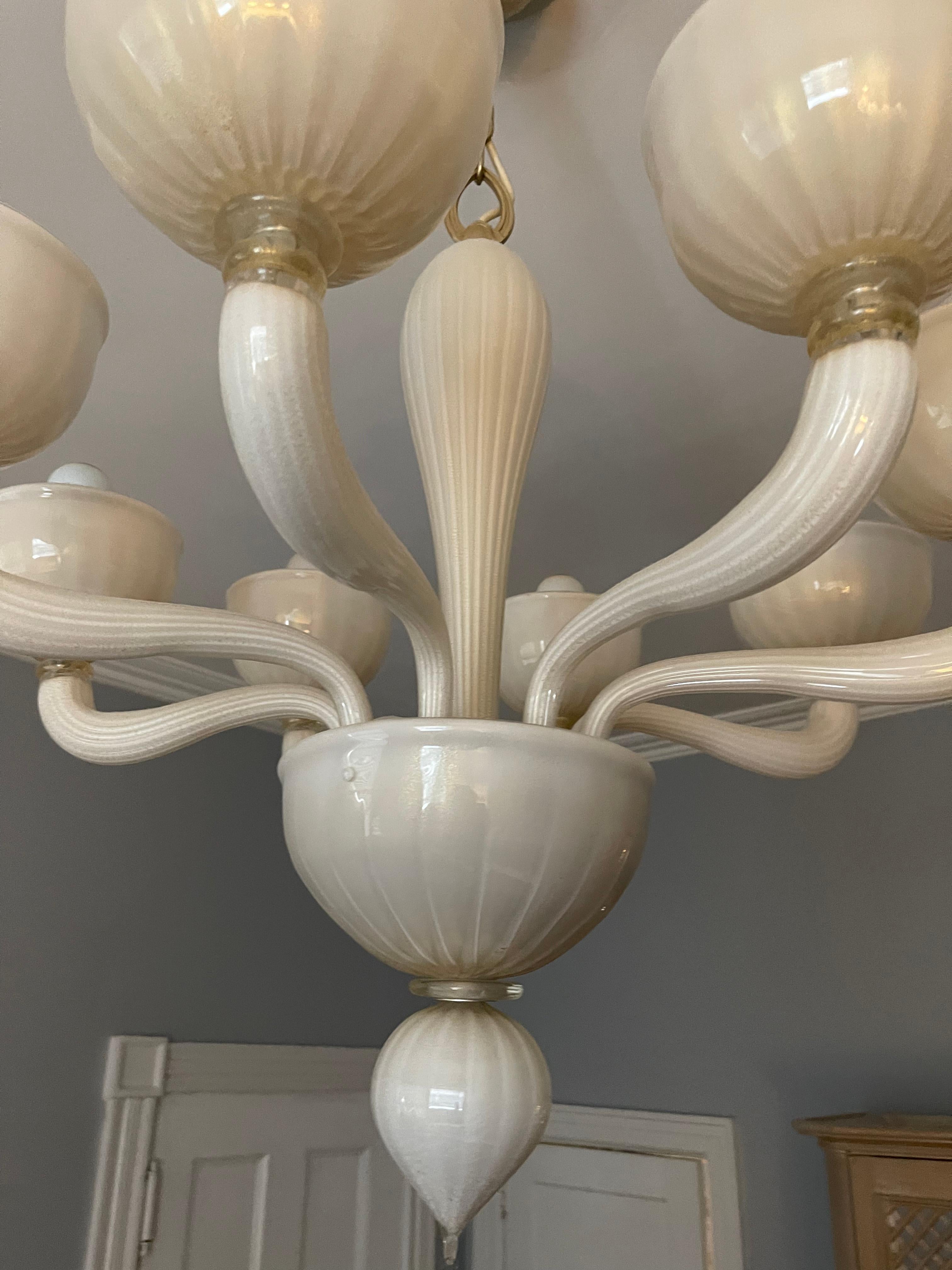 Italian Contemporary Murano Glass Eight Light Chandelier