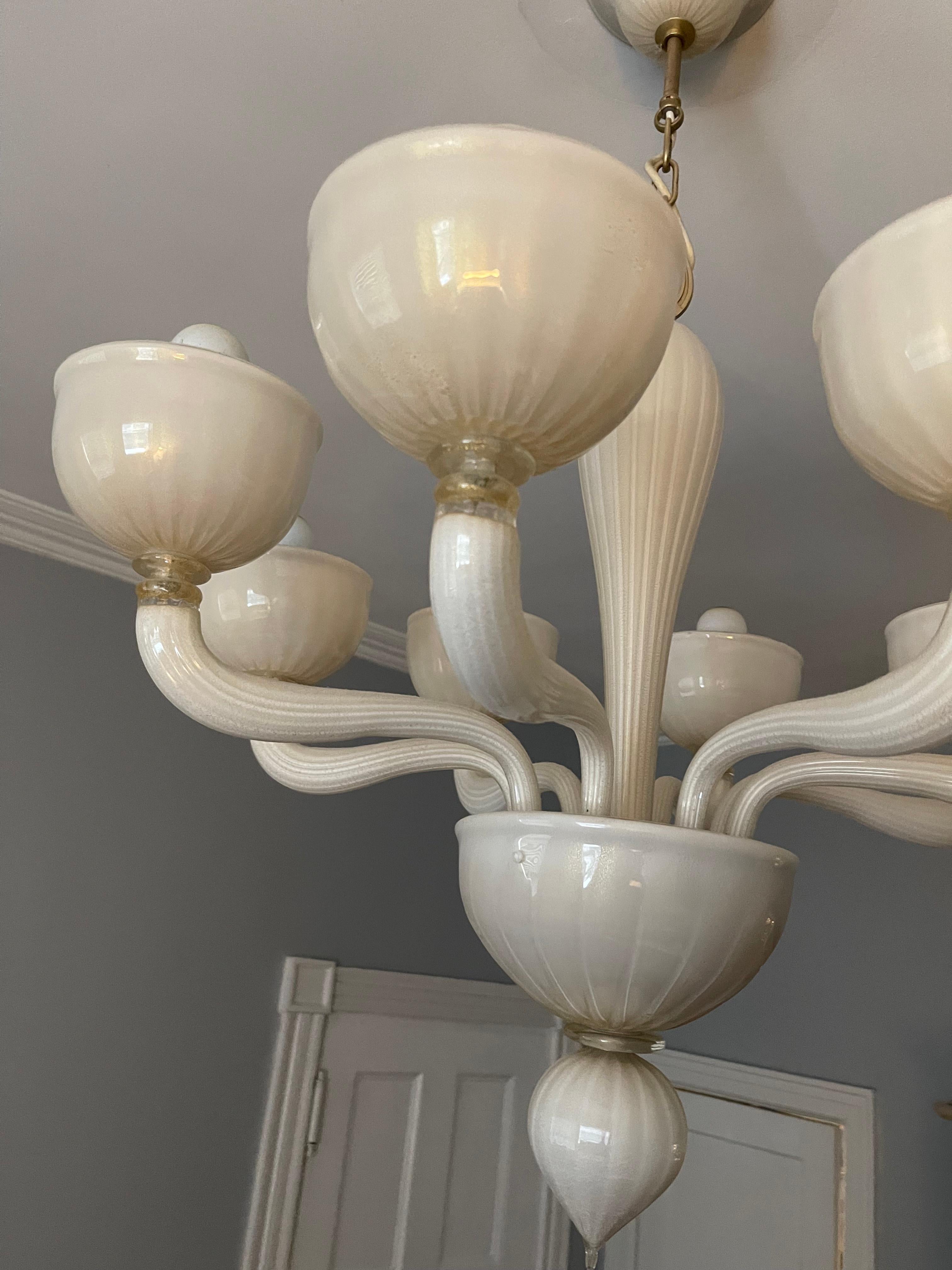 Contemporary Murano Glass Eight Light Chandelier In Good Condition In Stamford, CT