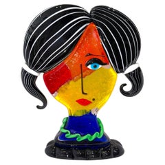 Contemporary Murano Glass Female Head Sculpture by Badini, 21th Century